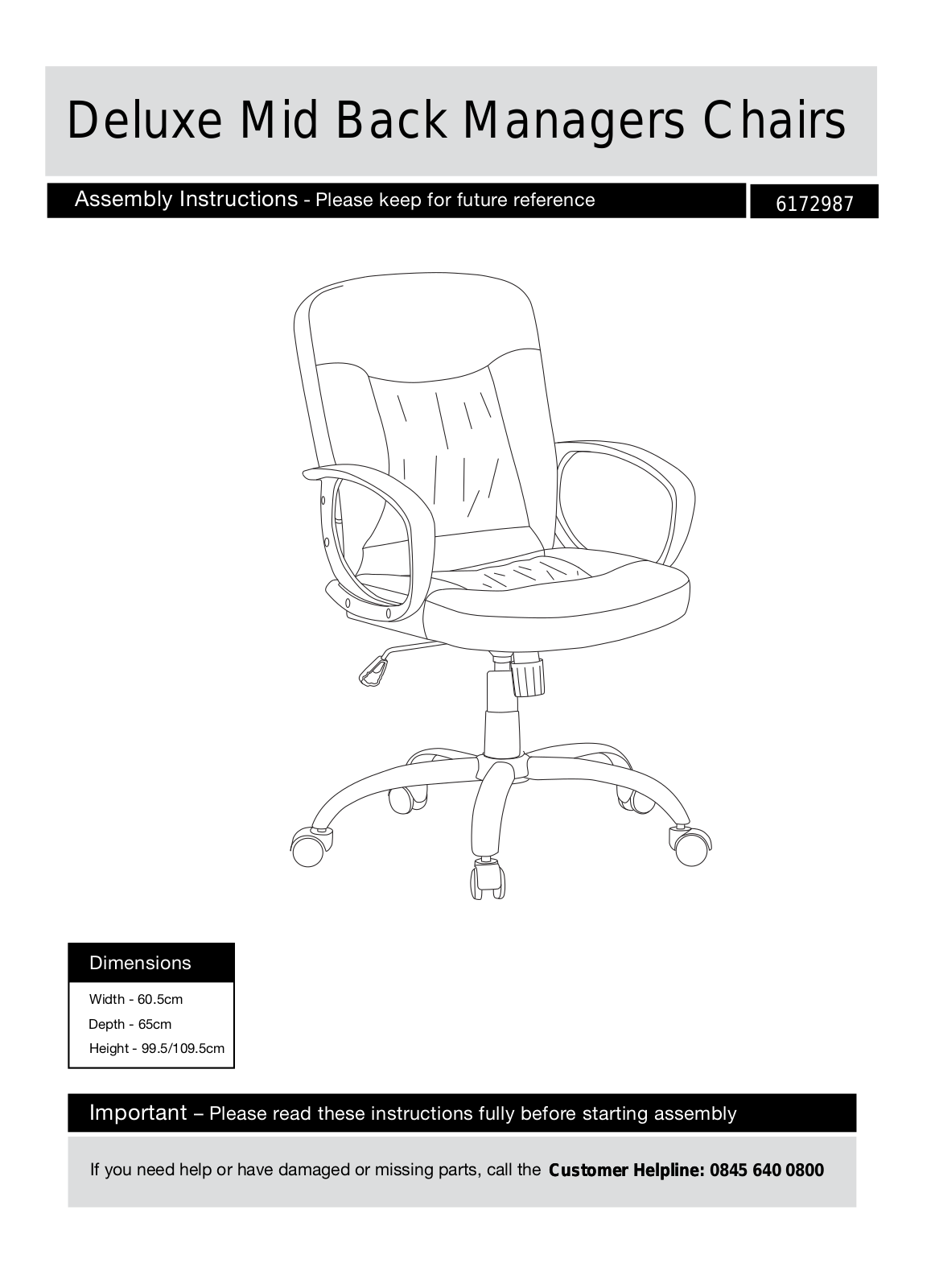 Argos H-8778L ASSEMBLY INSTRUCTIONS