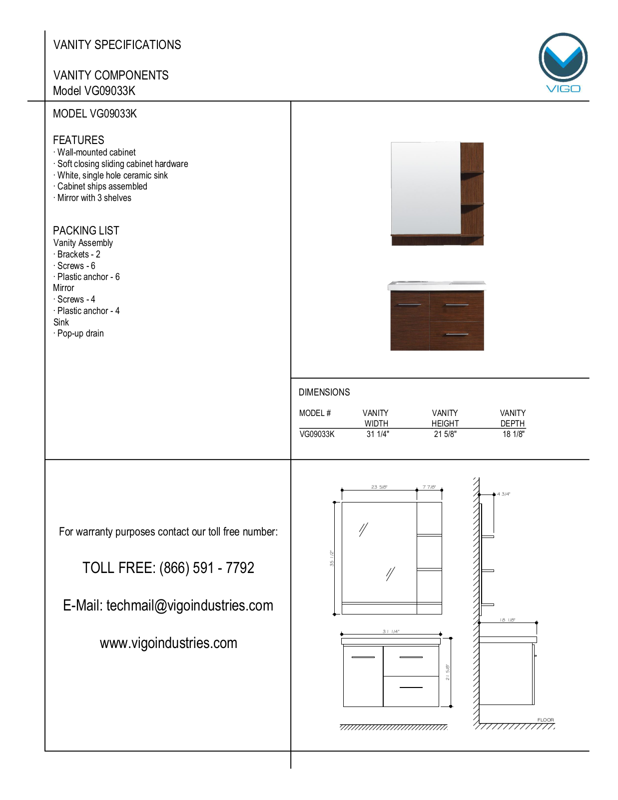 Vigo VG0903K User Manual