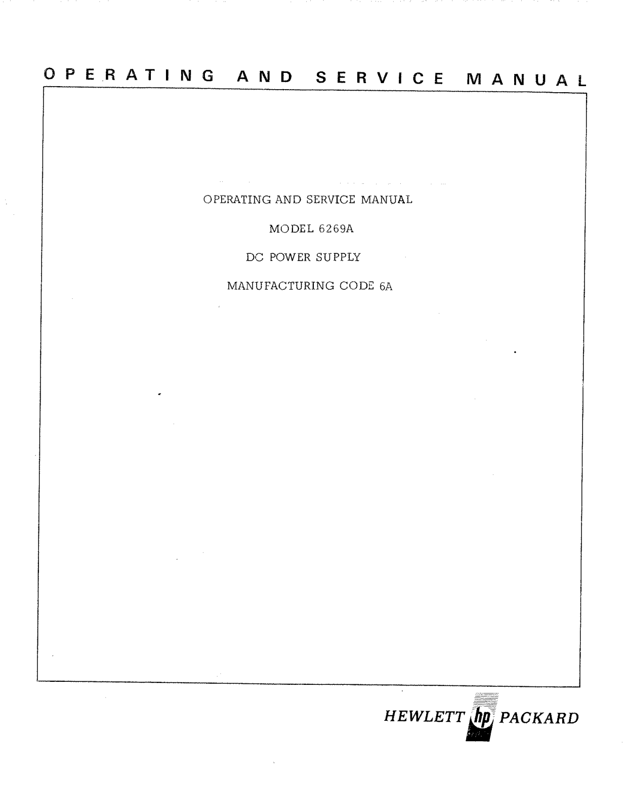 HP (Hewlett-Packard) 6269A User Manual