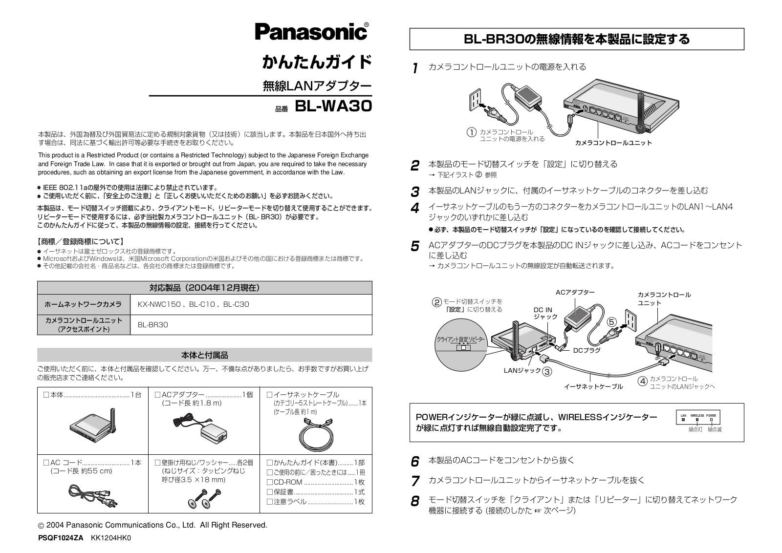 Panasonic BL-WA30 User guide