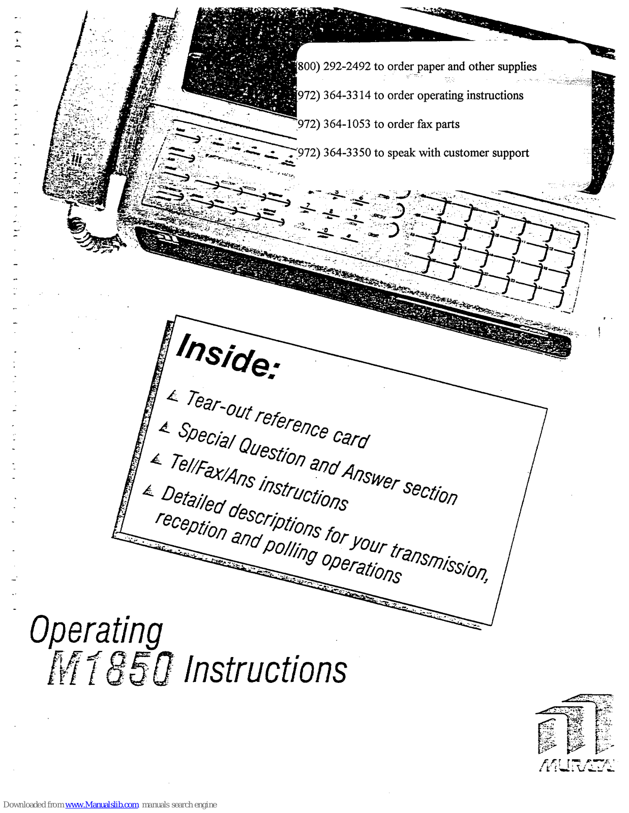 Murata M-1850 Operating Instructions Manual - ManualMachine.com