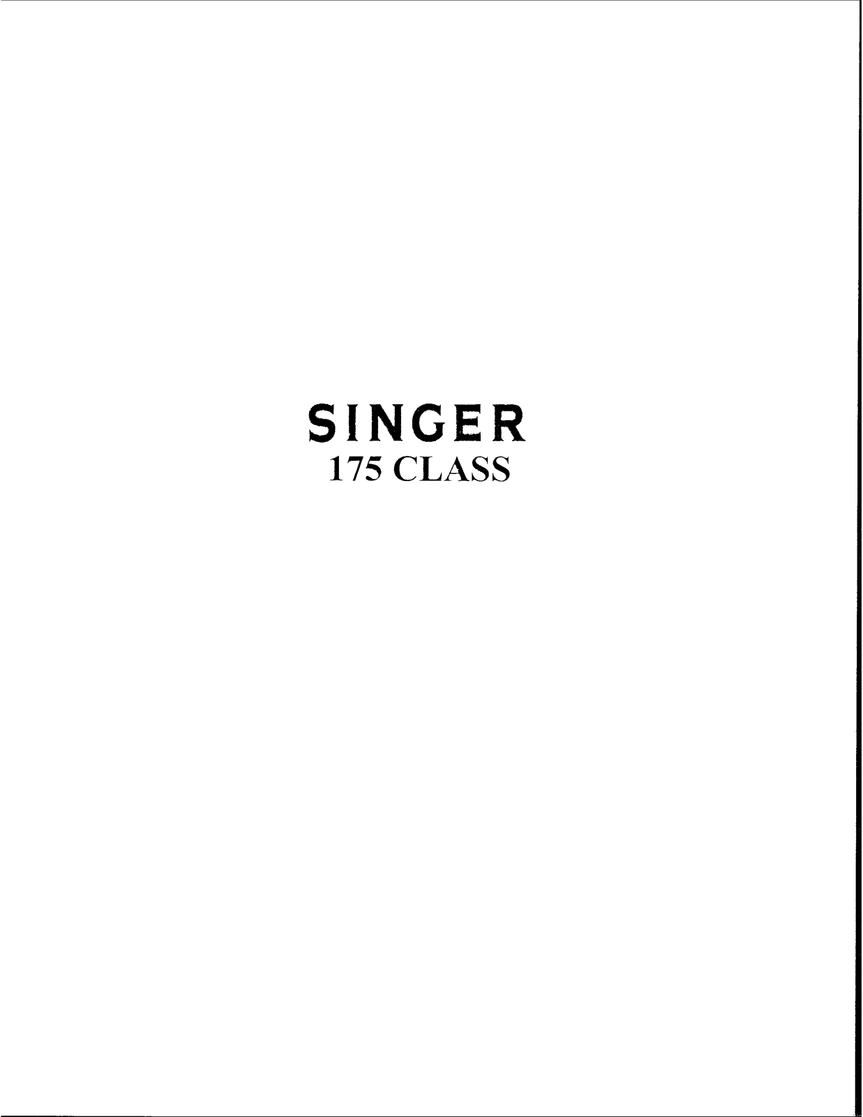 Singer 175 User Manual