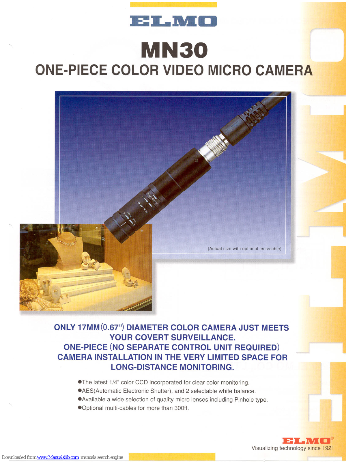 Elmo One-Piece Color Video Micro Camera MN30 Brochure & Specs