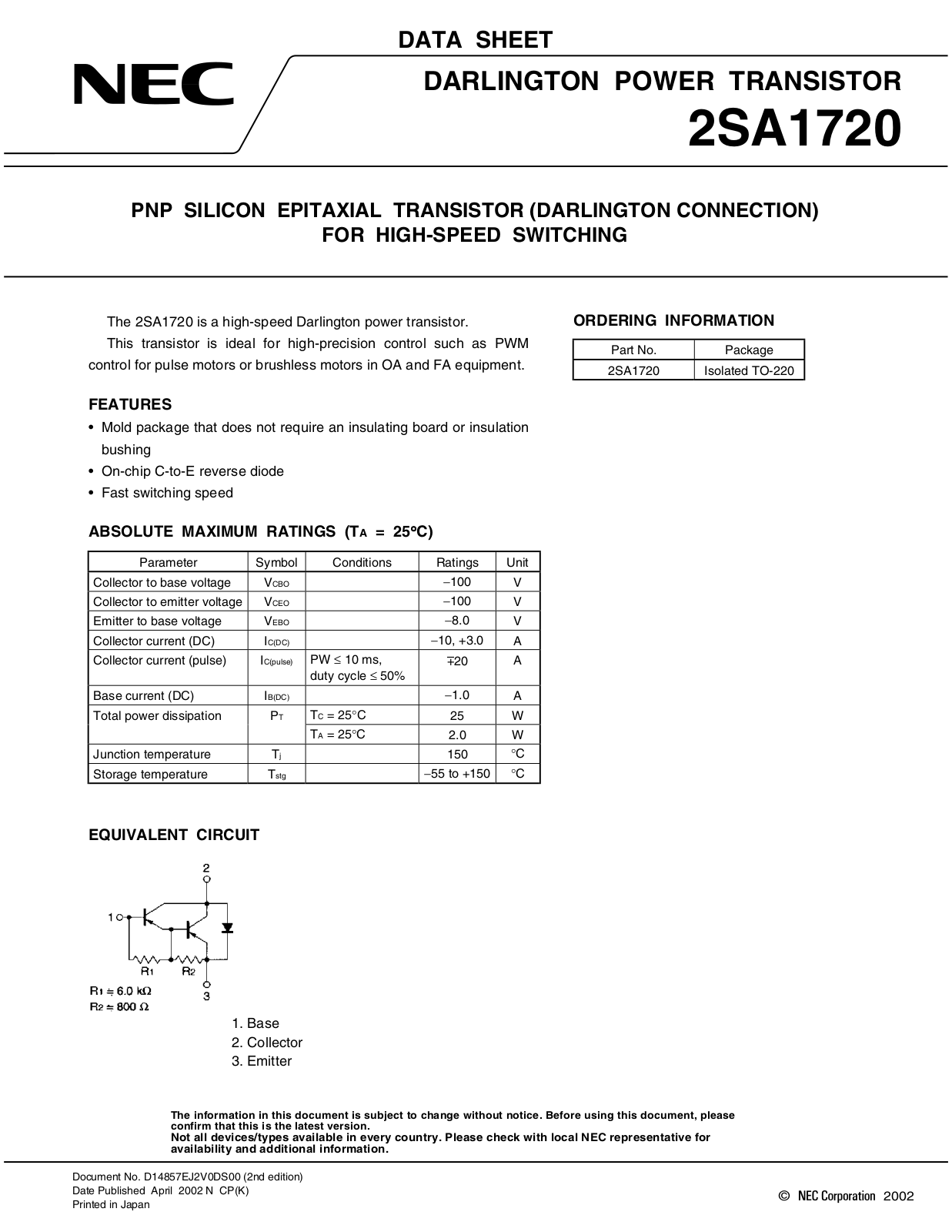 NEC 2sa1720 Datasets - ManualMachine.com