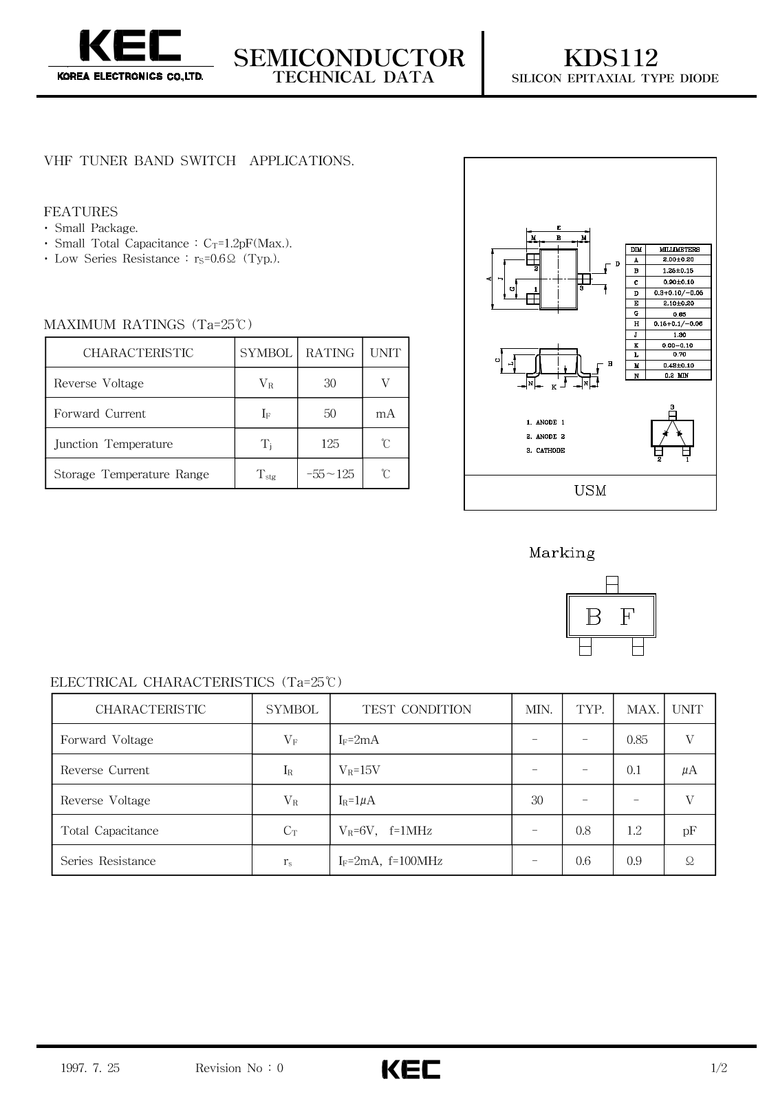 KEC KDS112 Datasheet