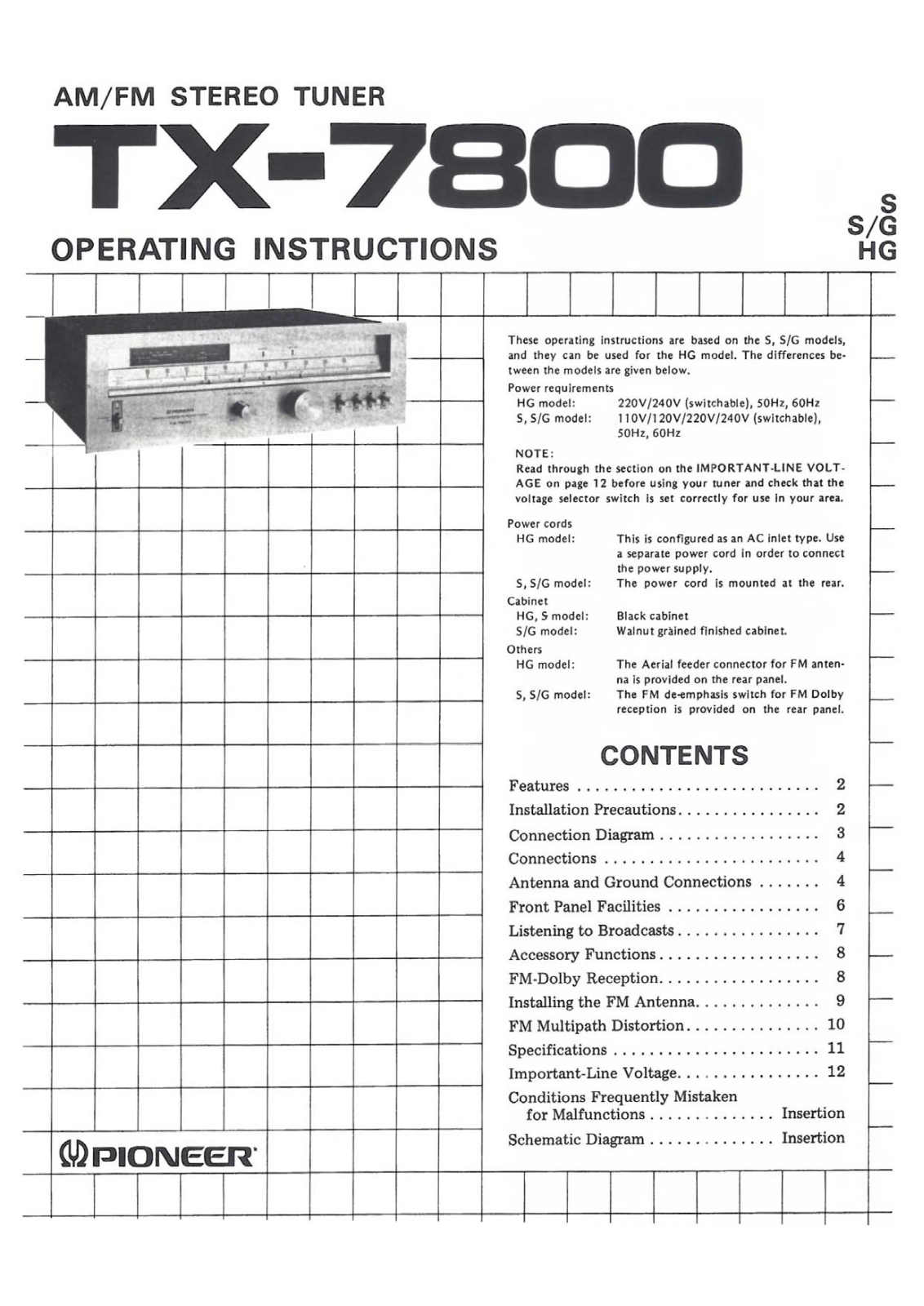 Pioneer TX-7800 Owners Manual