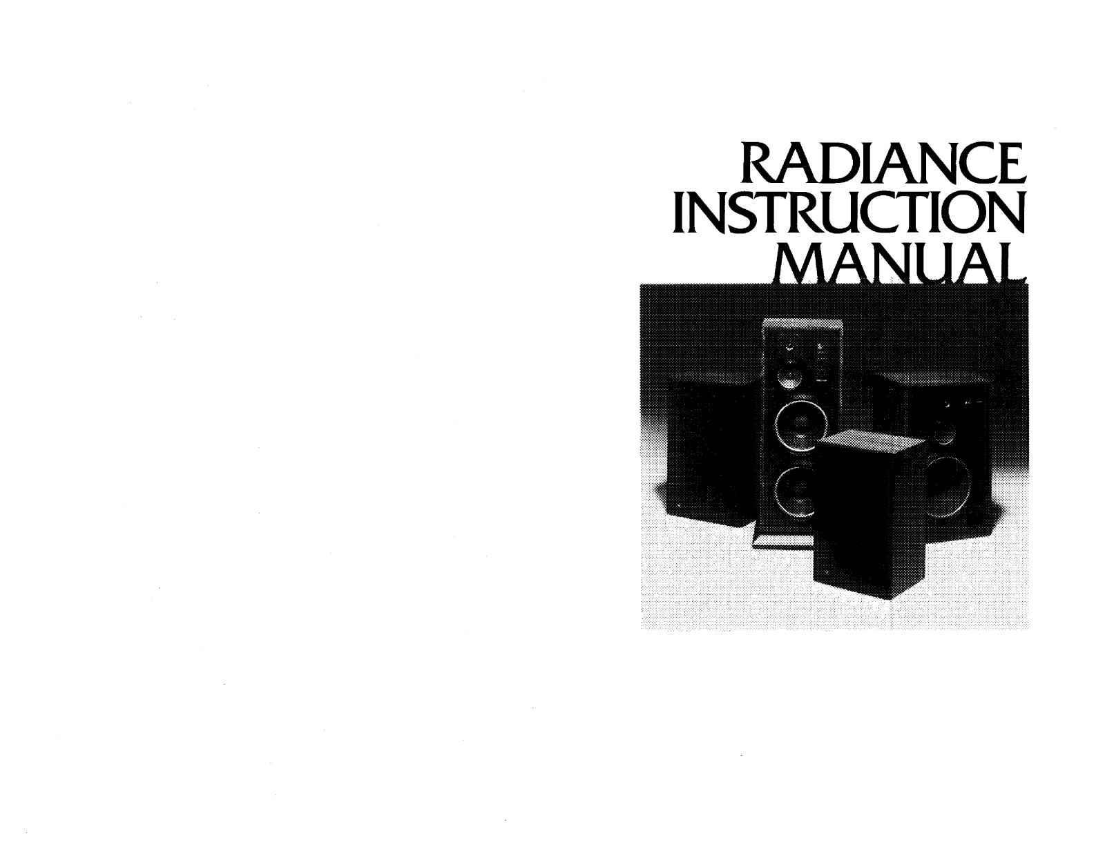 Jbl R82, R123, R133, RADIANCE R133, R103 Manual