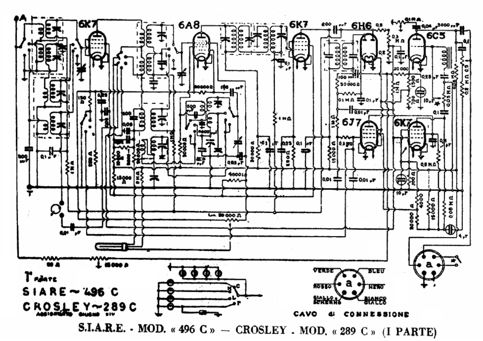 Siare Crosley 496c, 289c schematic