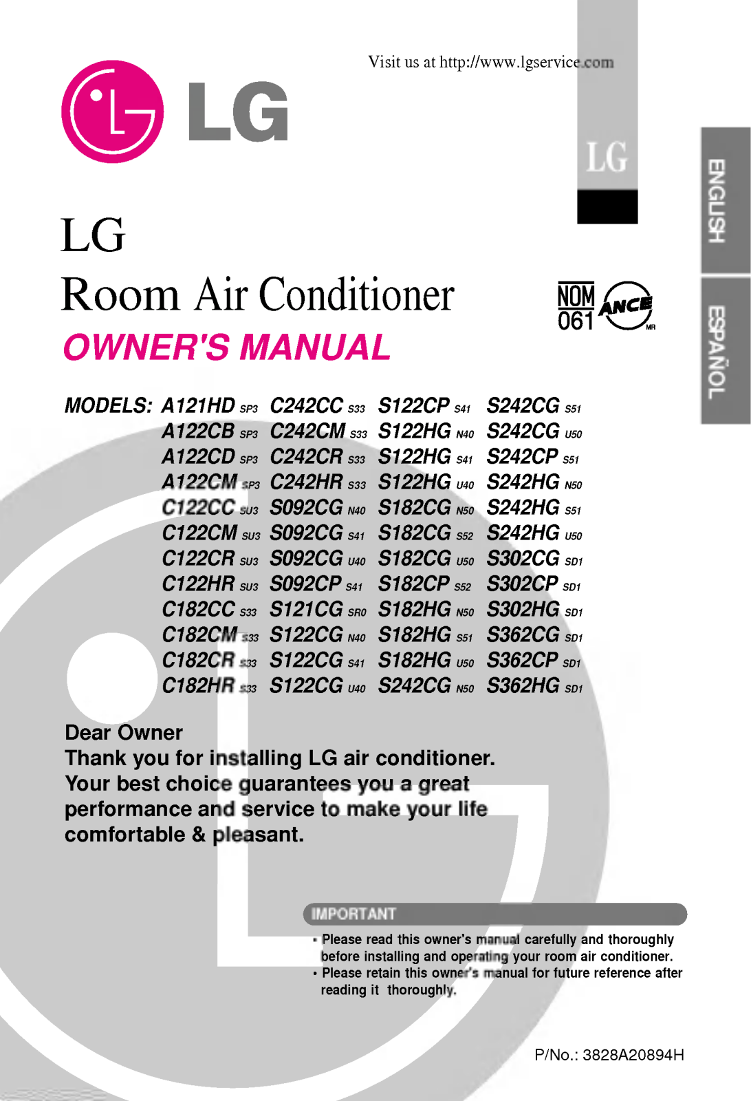 LG LS-C362DGB1 Owner's Manual