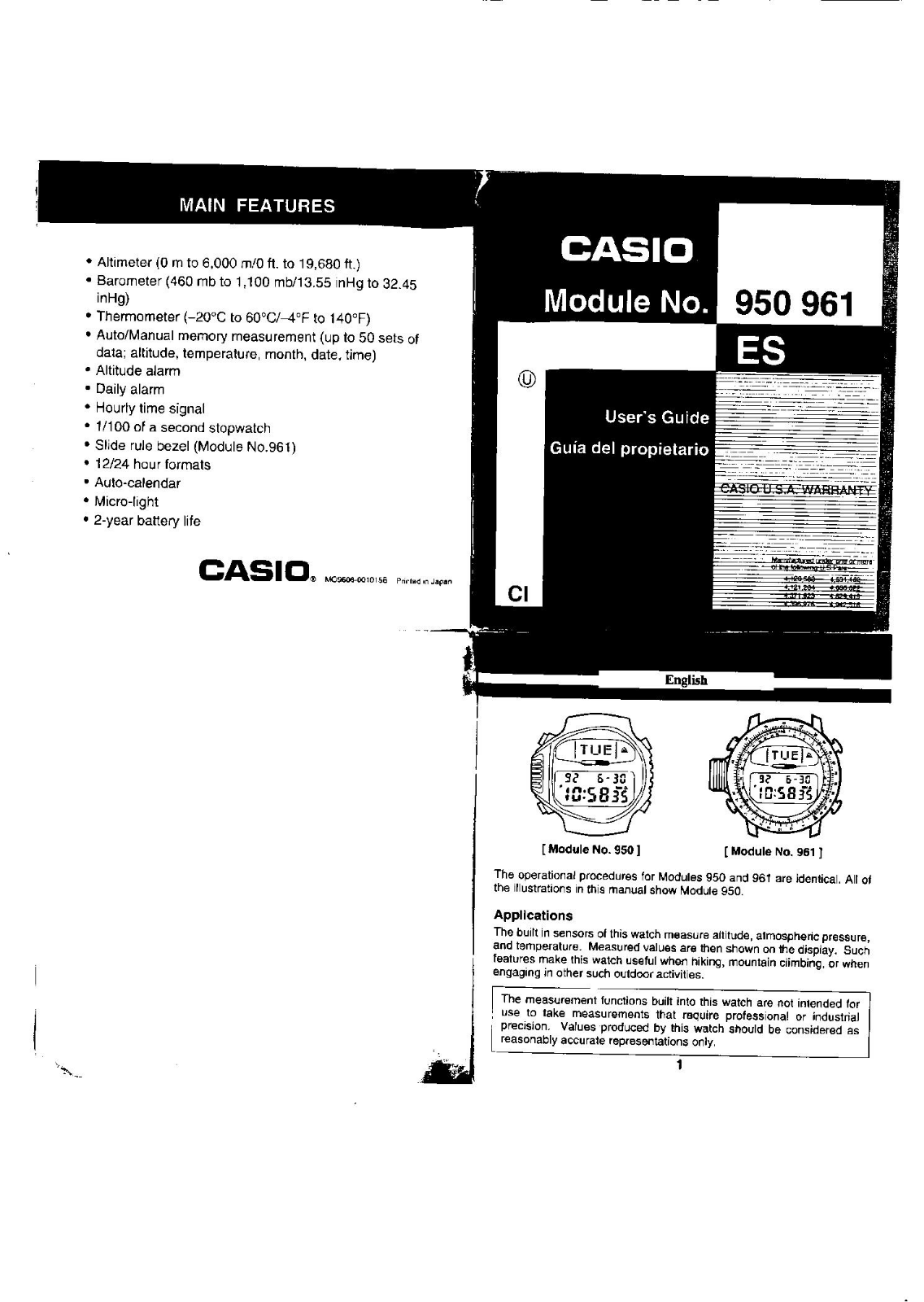 Casio QW-950 User Manual