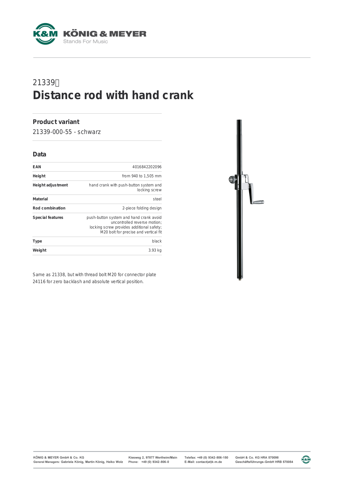 K&M 21339 Data Sheet