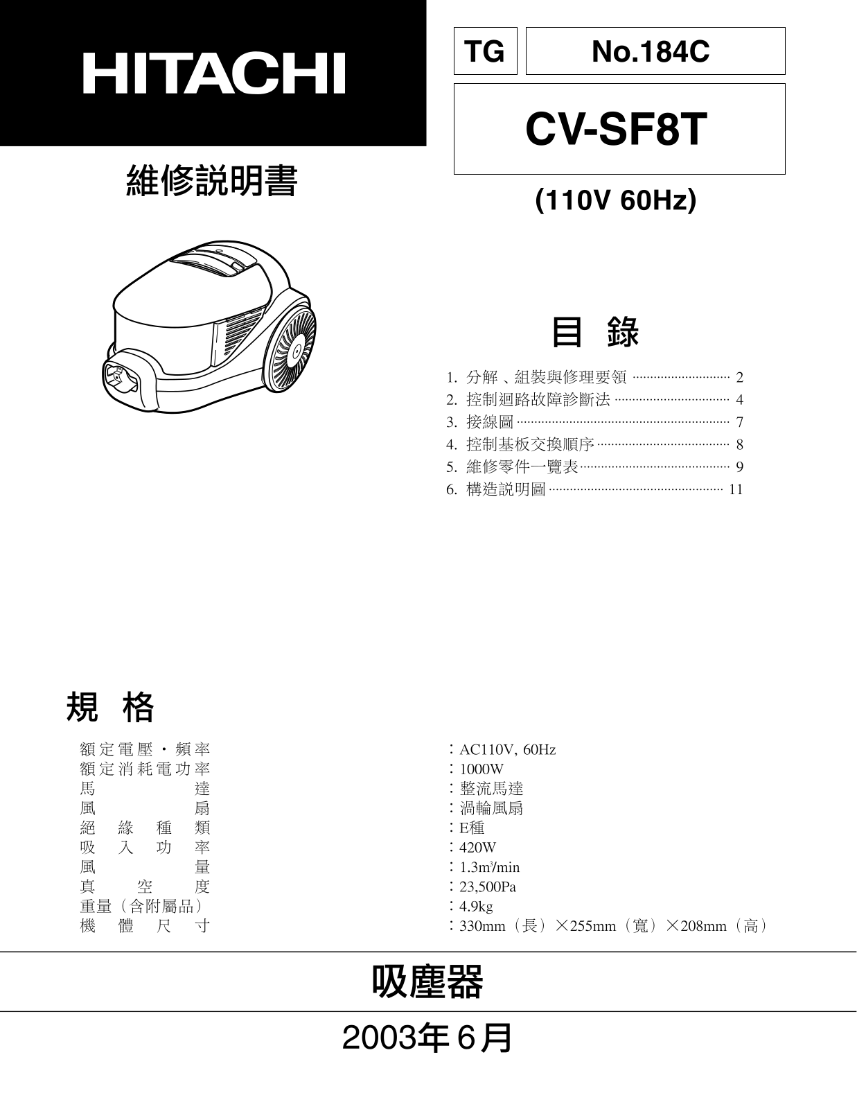 Hitachi CV-SF8T Service Manual