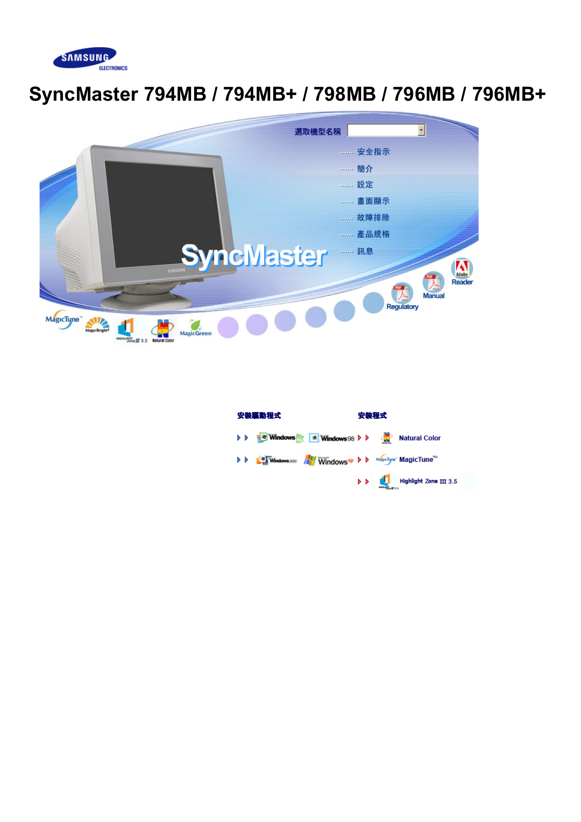 Samsung SYNCMASTER 794MB, SYNCMASTER 796MB, SYNCMASTER 794MB PLUS, SYNCMASTER 796MB PLUS User Manual