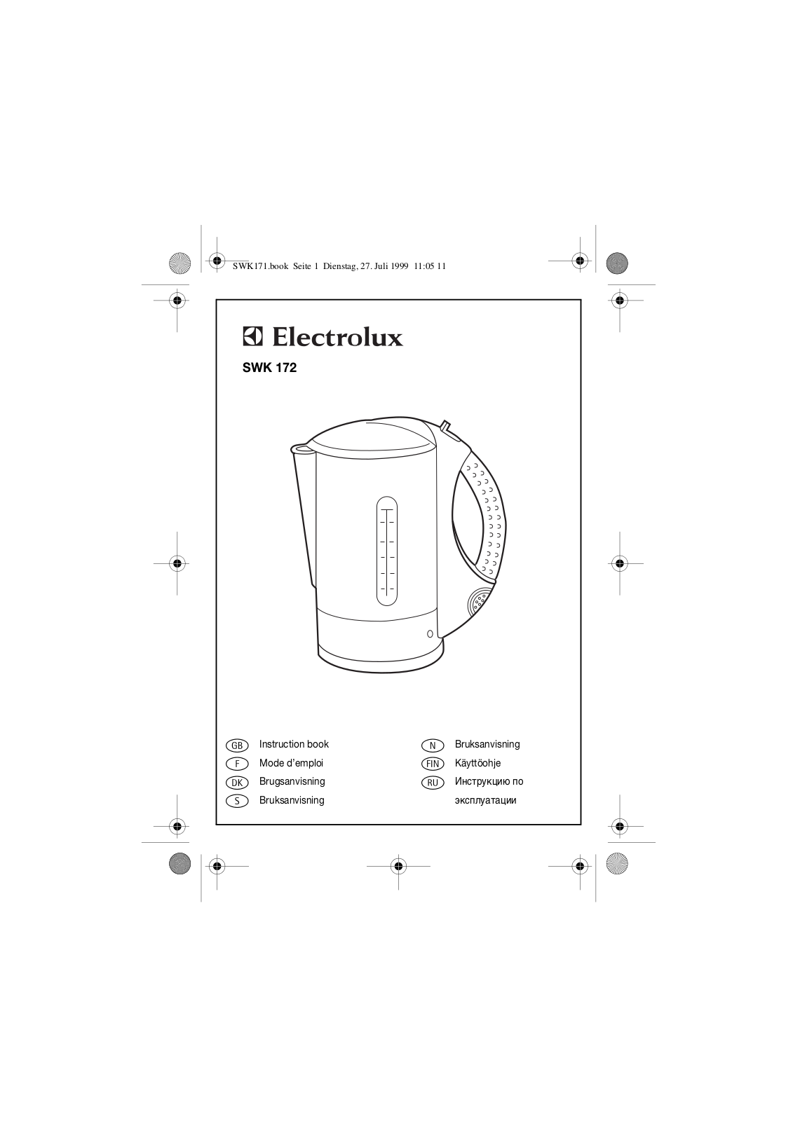 electrolux SWK172 User Manual