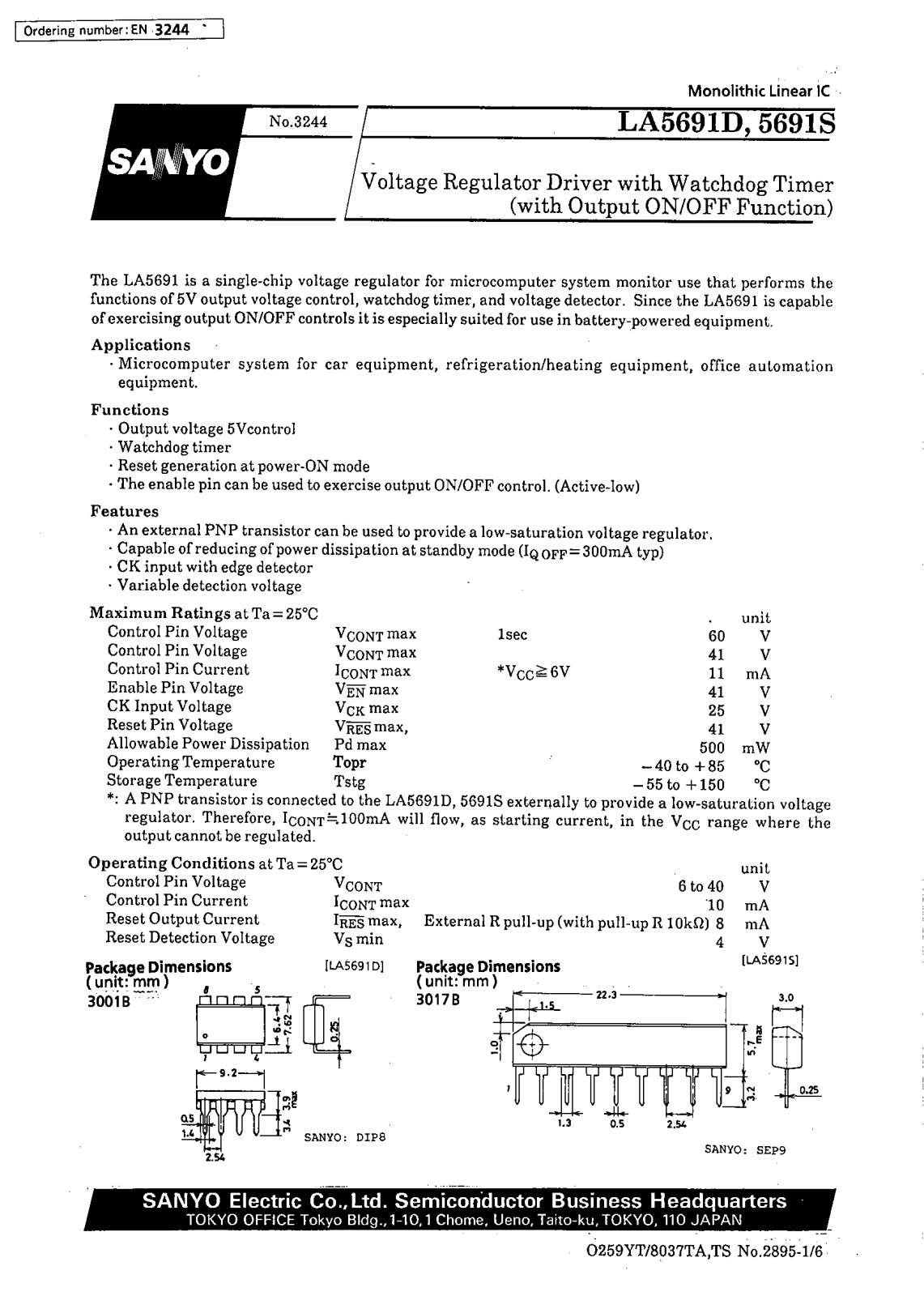 SANYO LA5691D Datasheet