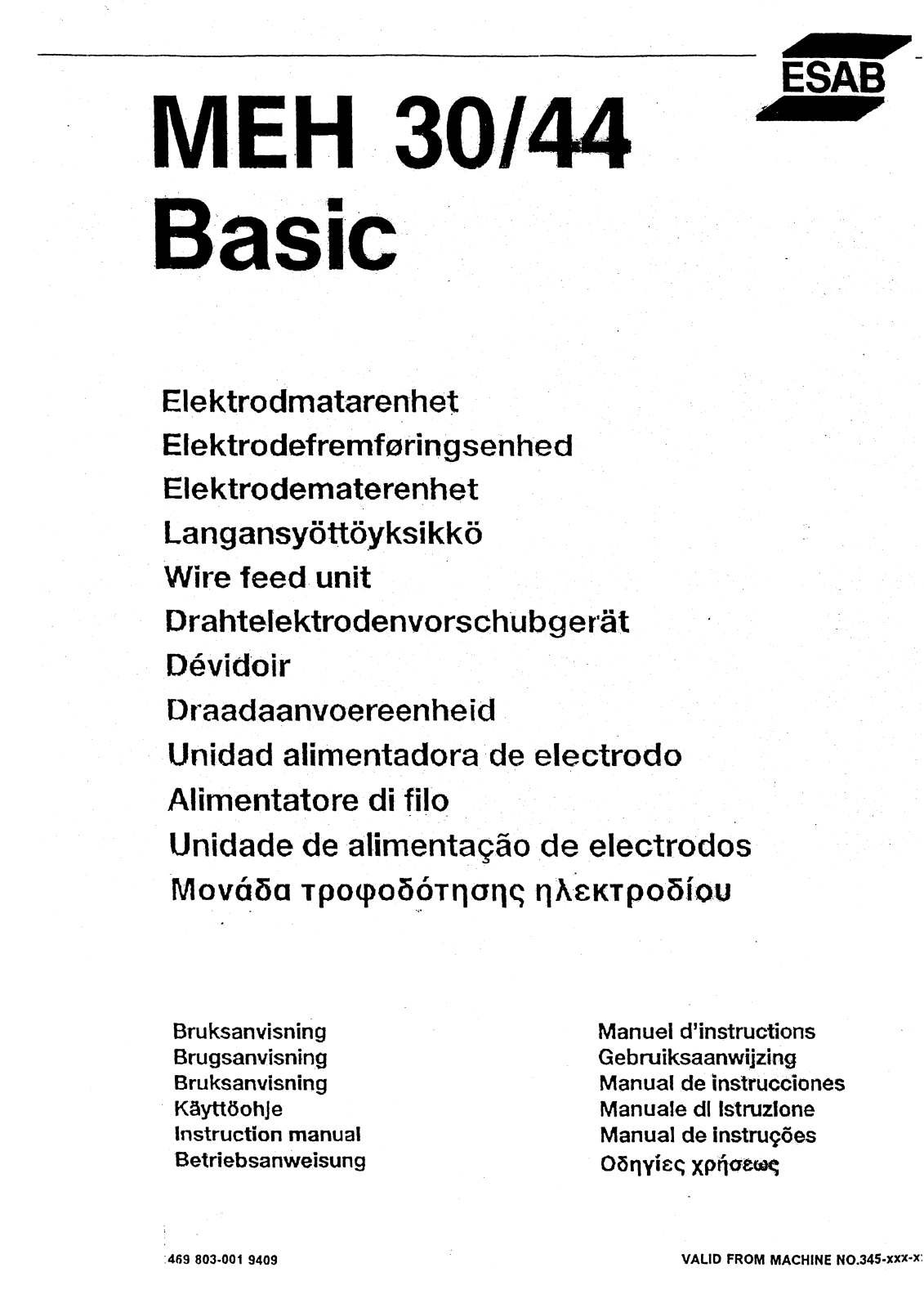 ESAB MEH 30, MEH 44 Basic Instruction manual - ManualMachine.com