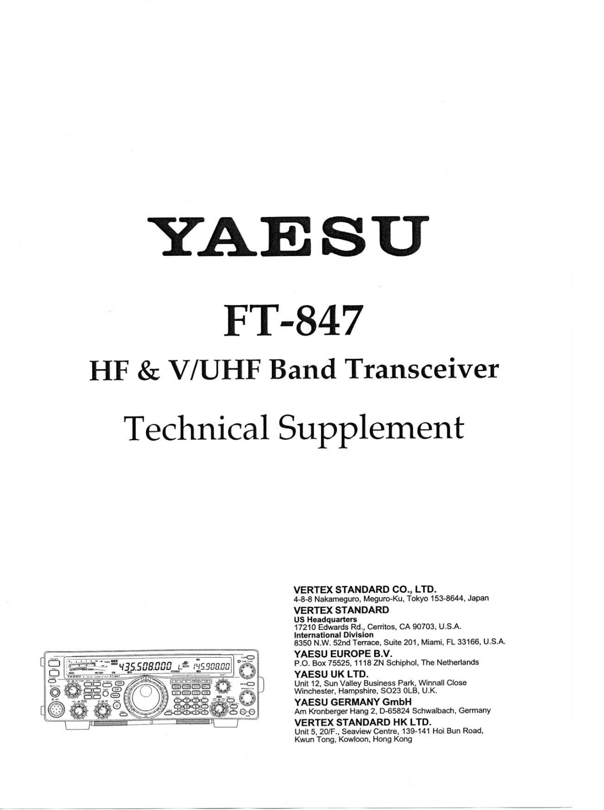 Yaesu FT-847 User Manual