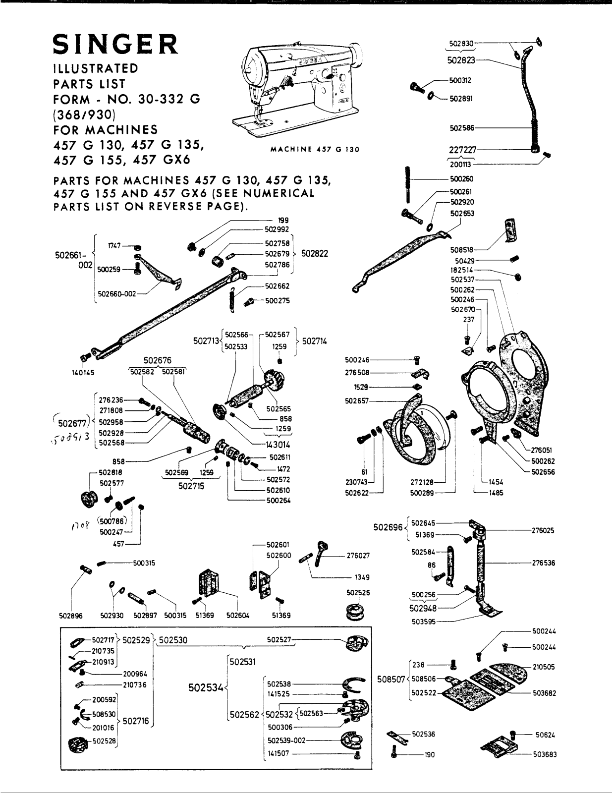 Singer 457 G 155, 457 GX6, 457 G 135, 457 G 130 User Manual