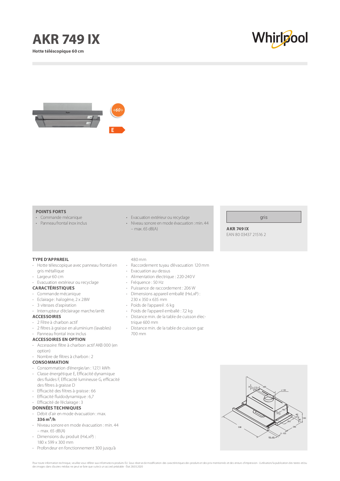 Whirlpool AKR 749 IX Product information