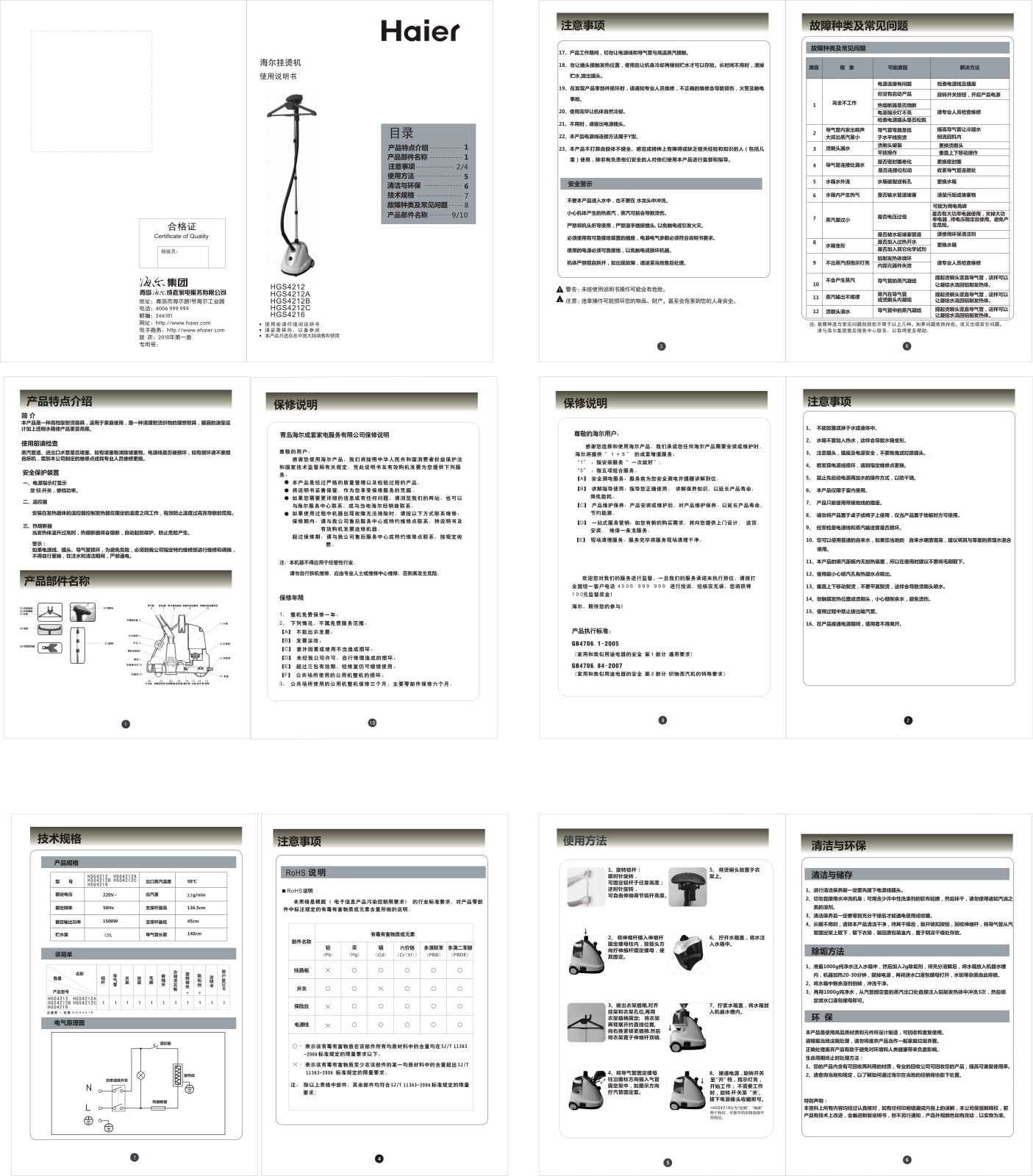 Haier HGS4212, HGS4212A, HGS4212B, HGS4212C, HGS4216 User Manual