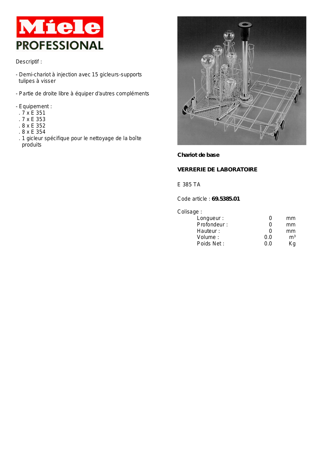 MIELE E 385 DESCRIPTIF User Manual