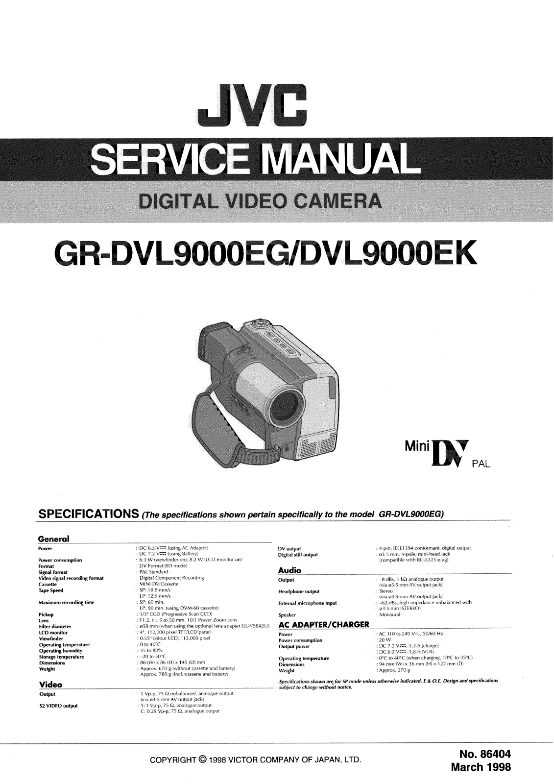 Jvc GRDVL9000EK, GRDVL9000EG User Manual