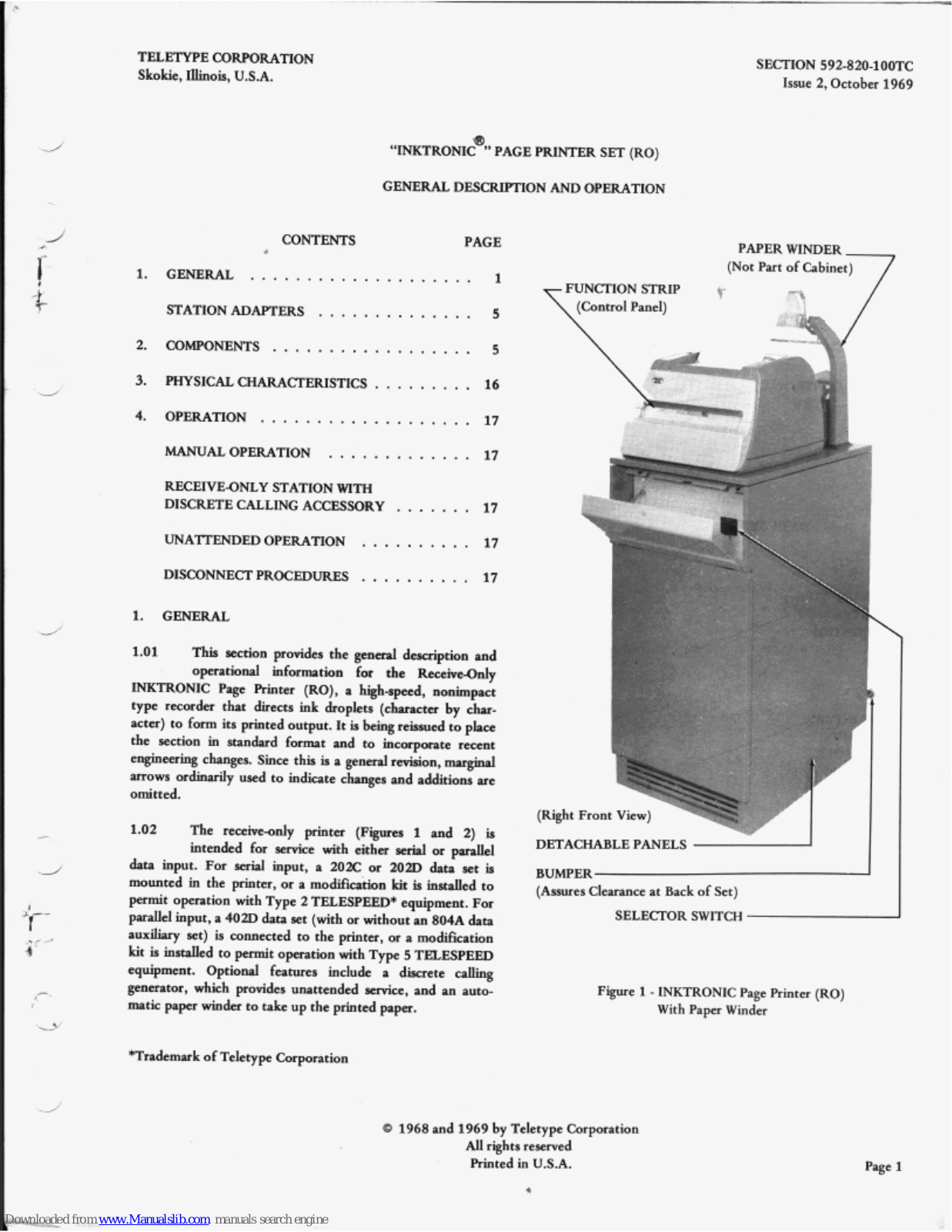Teletype INKTRONIC Operator's Manual - ManualMachine.com