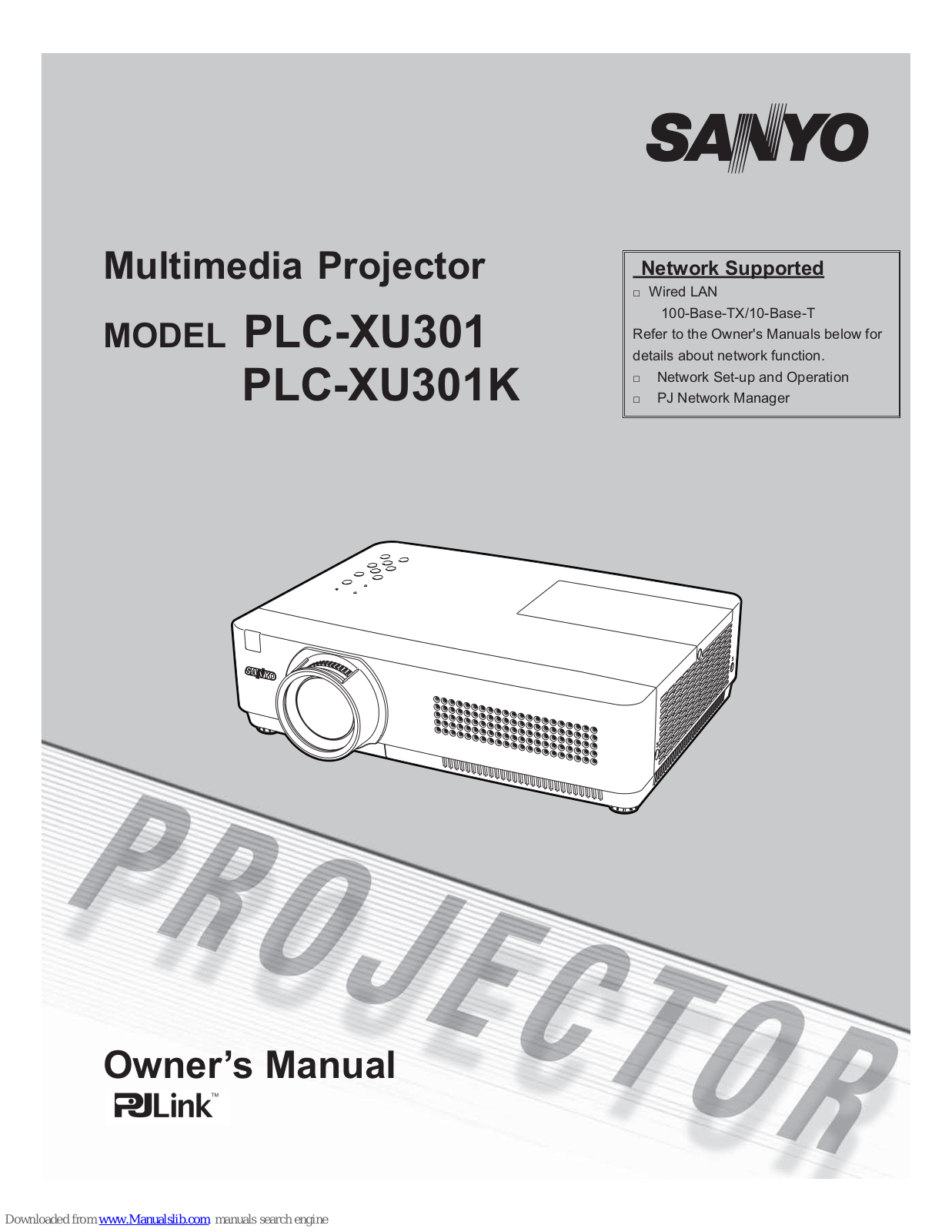 Sanyo PLC-XU301,PLC-XU301K Owner's Manual