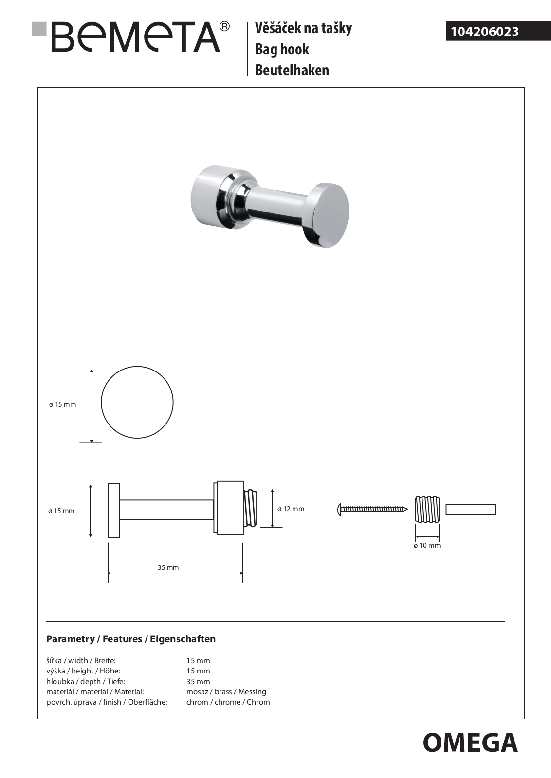 Bemeta Omega 104206023 User guide