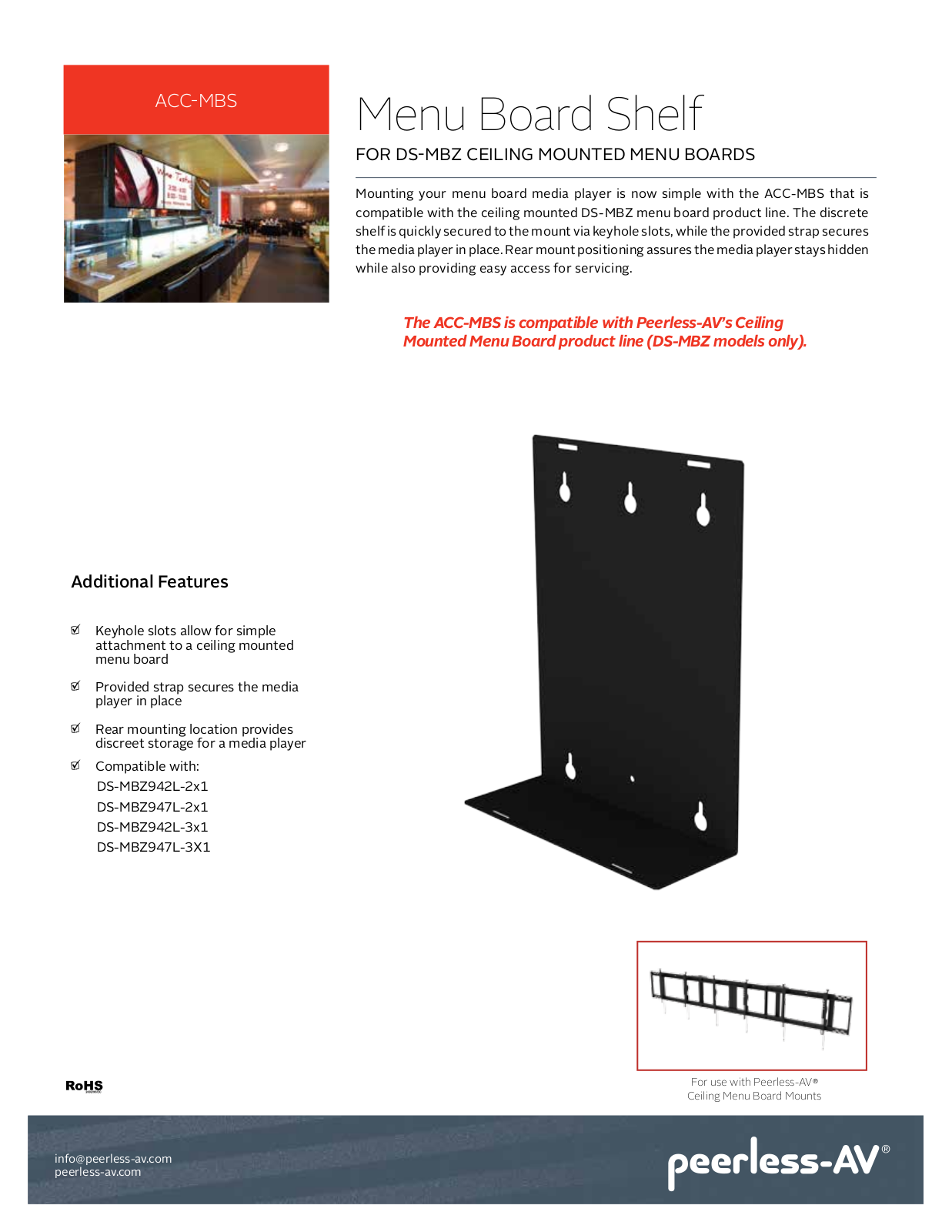 Peerless-AV ACC-MBS Specsheet