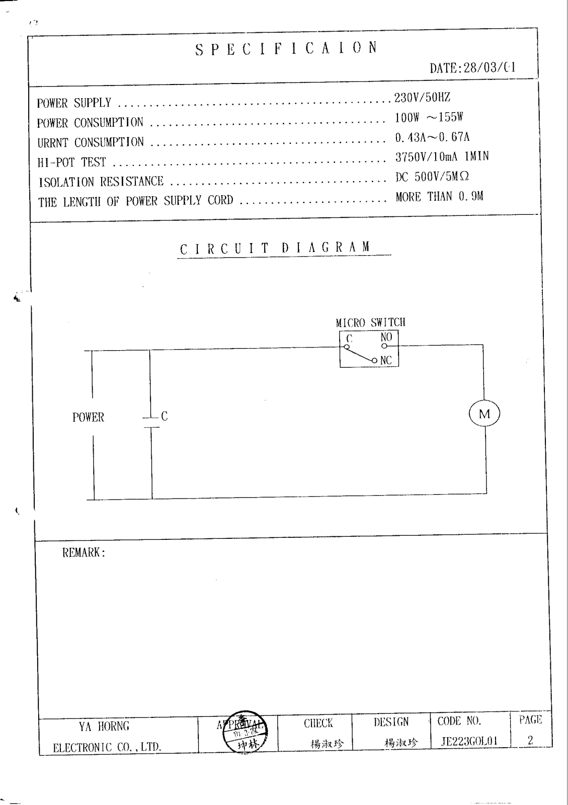 Vitek VT-1601 SPECIFICAION
