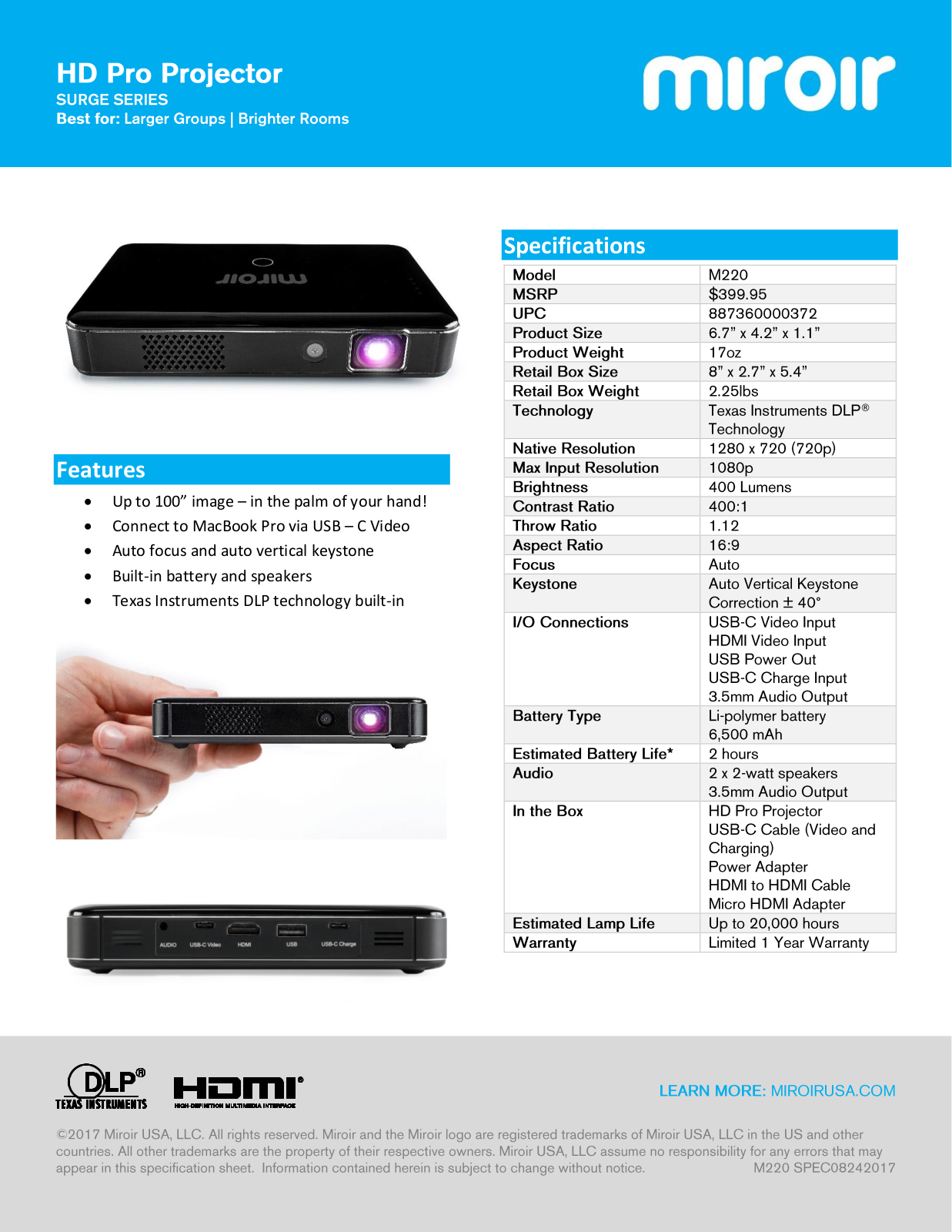 Miroir M220 User Manual