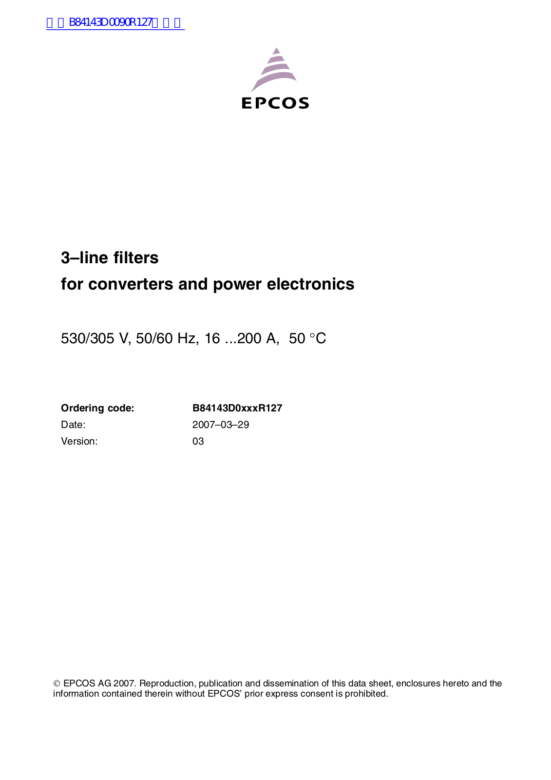 EPCOS B84143D0xxxR127 User Manual