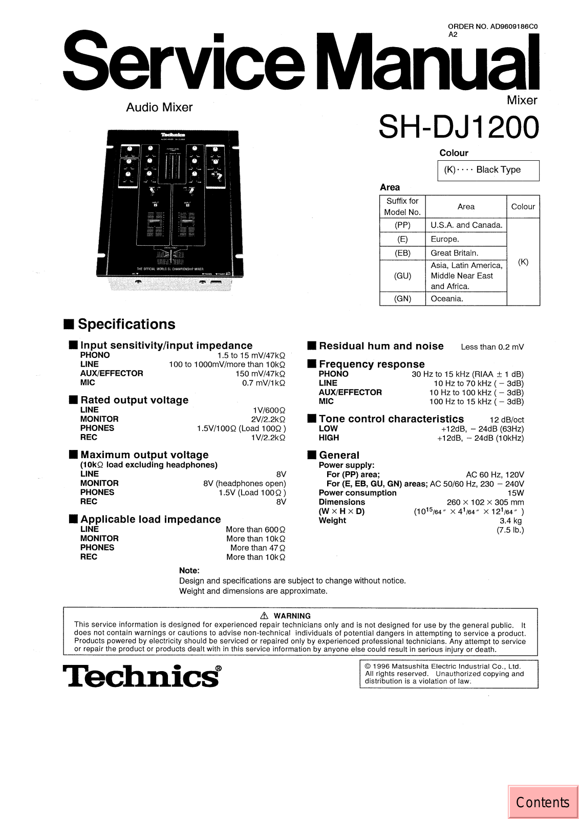 Technics SHDJ-1200 Service manual