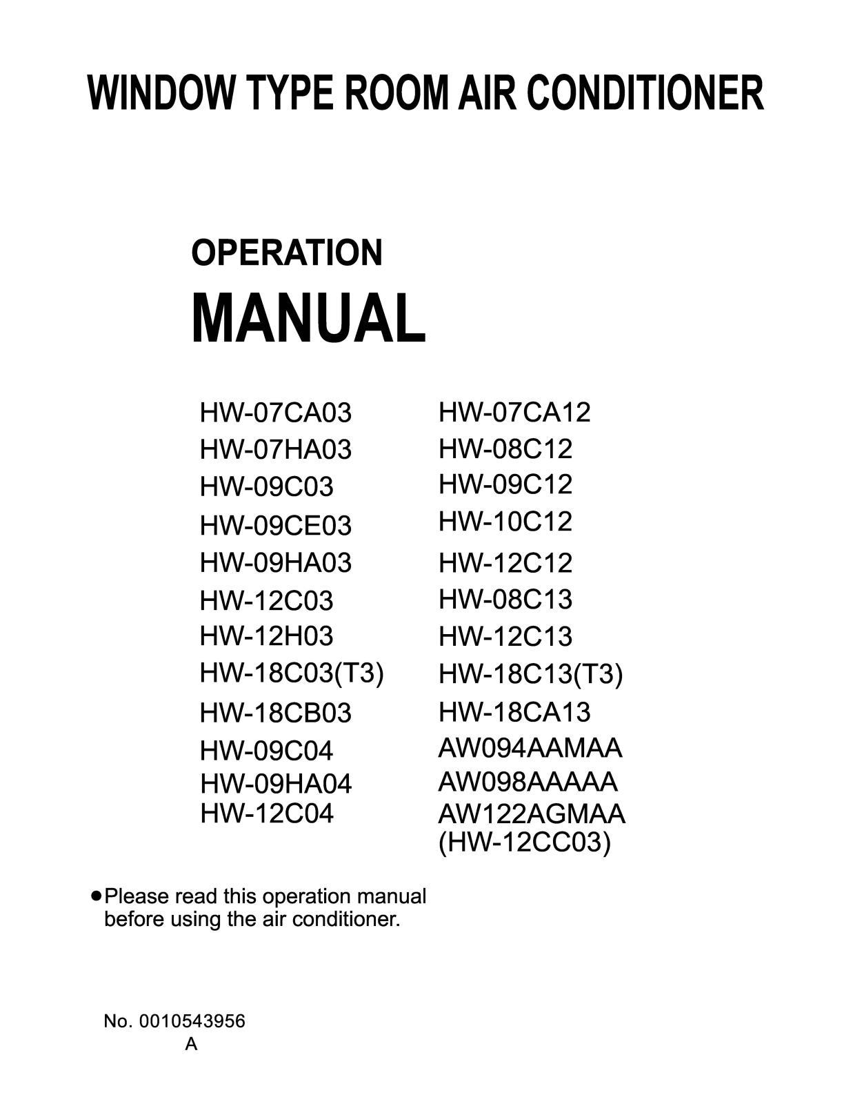 Haier HW-18C13 user guide manual