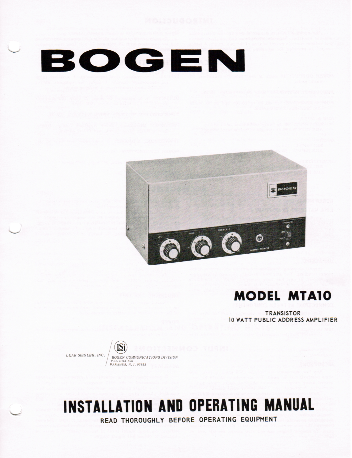 Bogen mta10 schematic