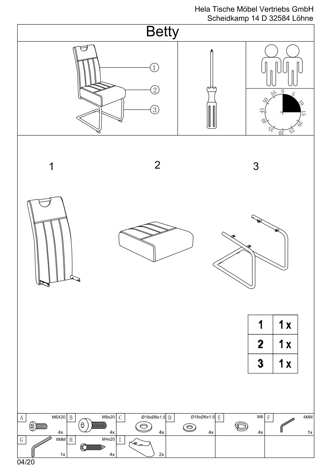 HELA Betty Assembly instructions