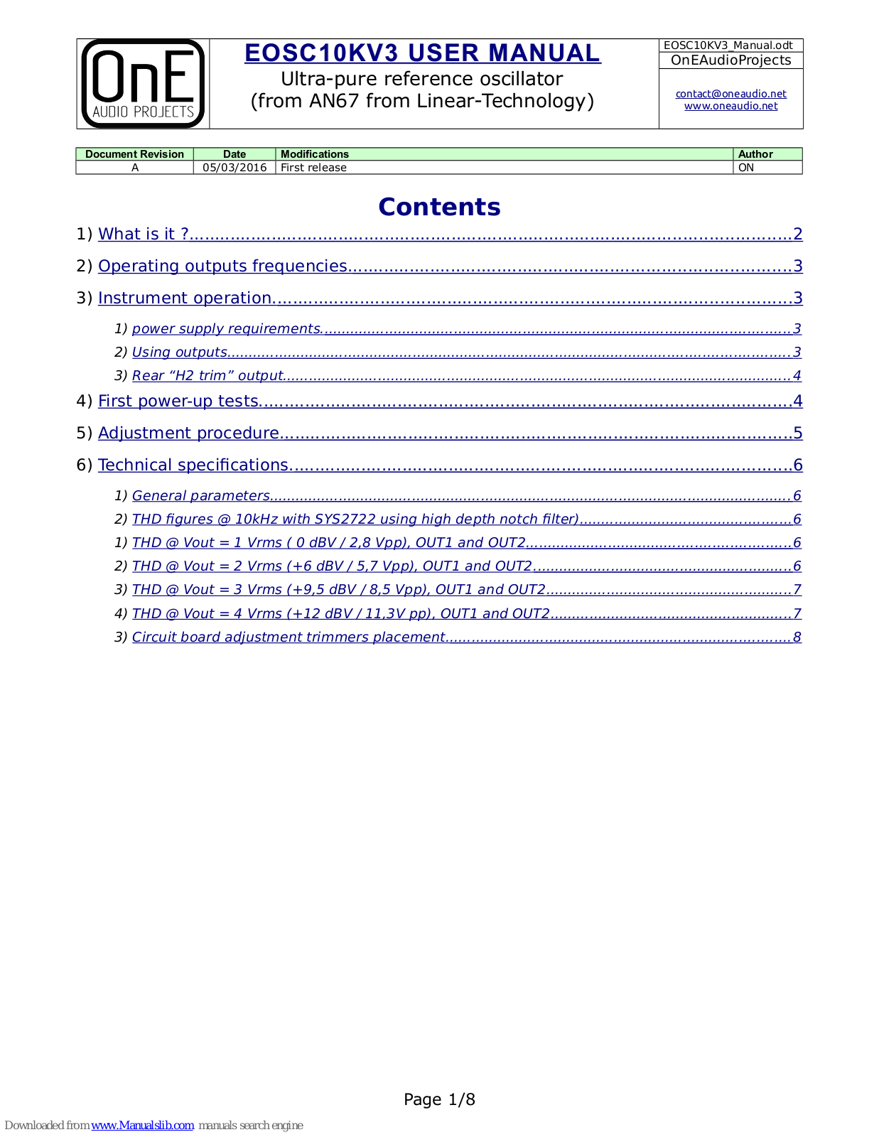 ONE EOSC10KV3 User Manual