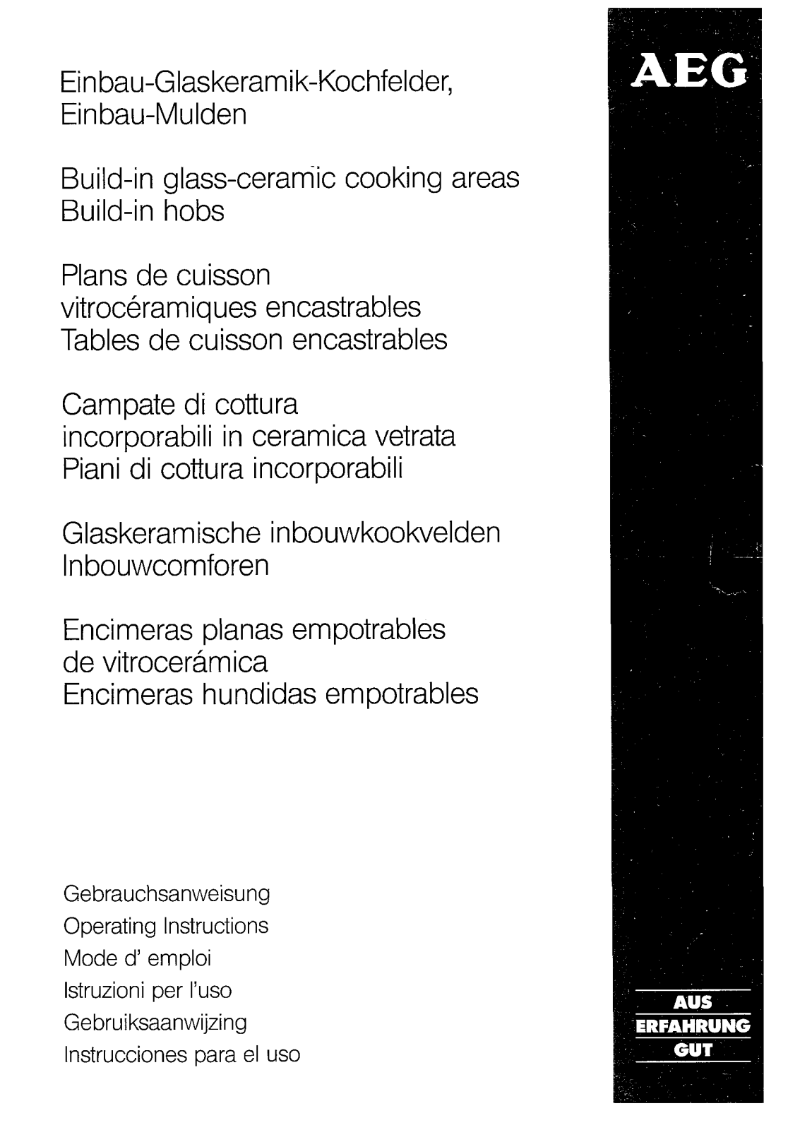 Aeg build in glass-ceramic cooking areas User Manual