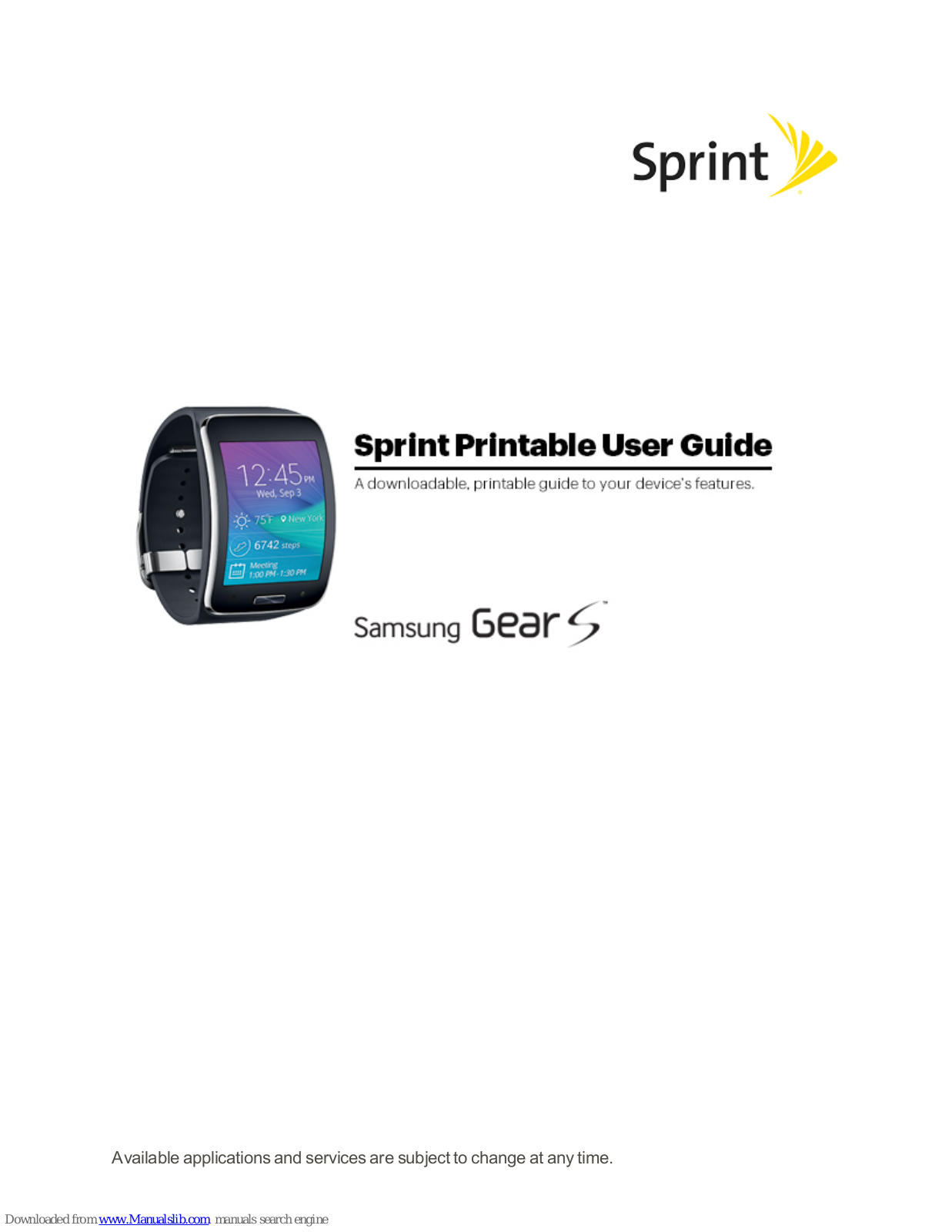 Samsung Gear S, Sprint Gear S User Manual