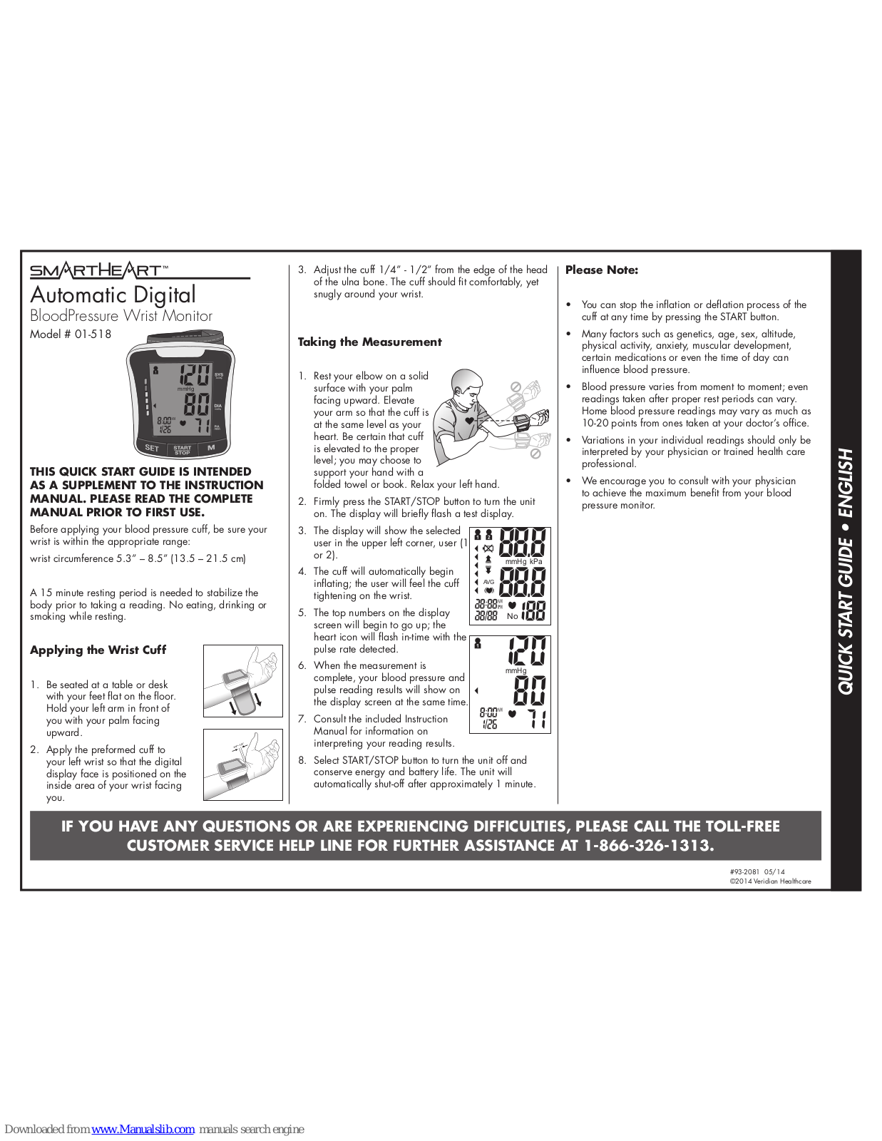 Veridian Healthcare SmartHeart 01-518 Quick Start Manual