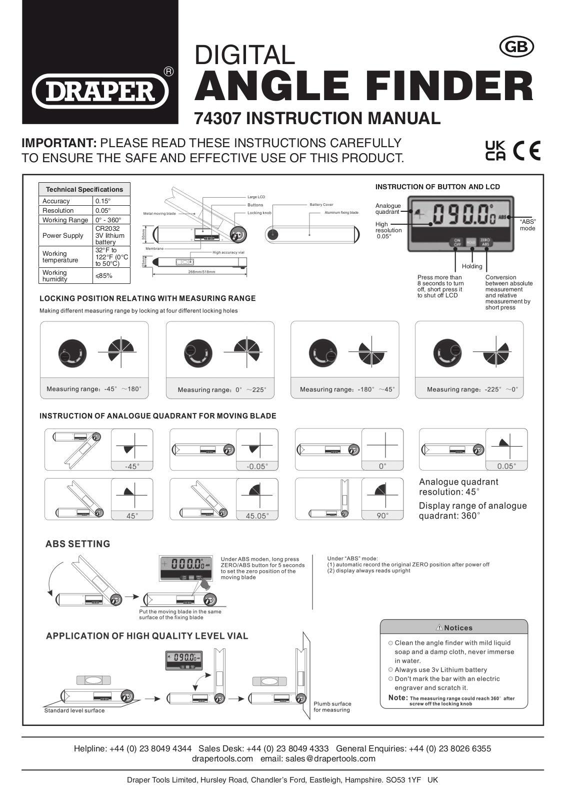 Draper Tools 74307 Instructions - ManualMachine.com