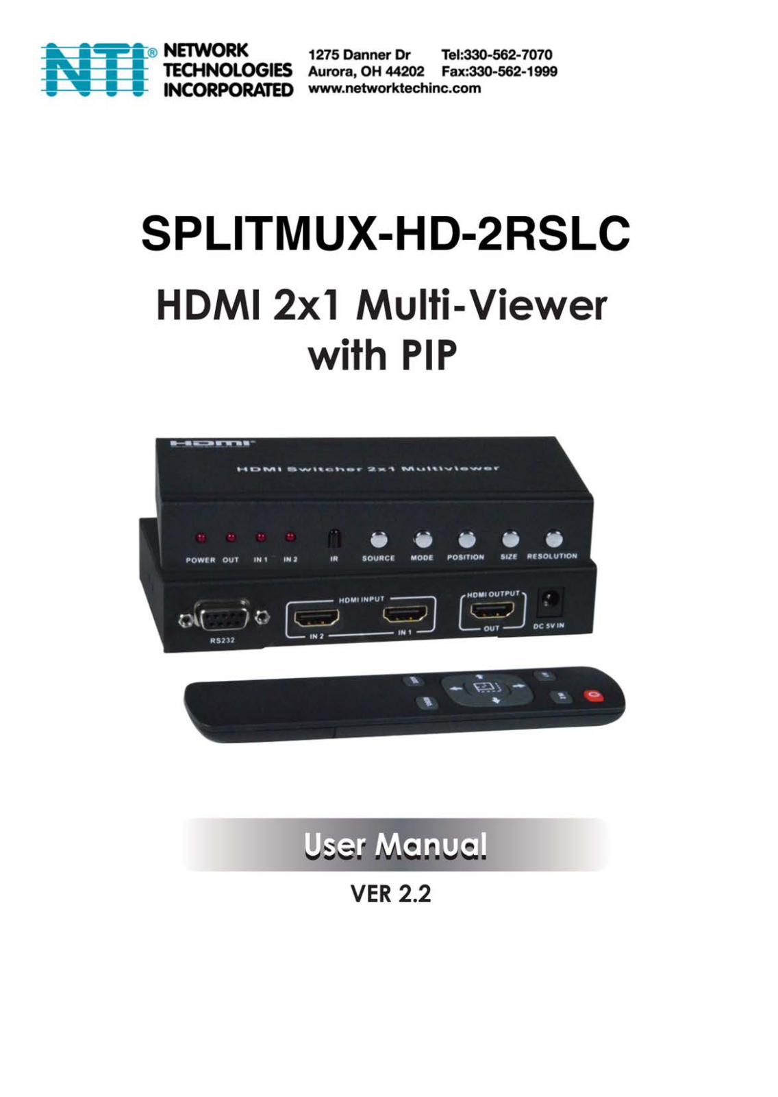 Network Technologies SPLITMUX-HD-2RSLC User guide - ManualMachine.com