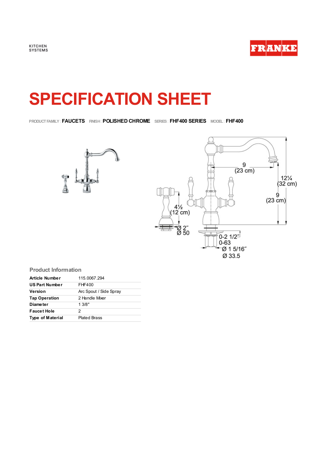 Franke Foodservice FHF400 User Manual