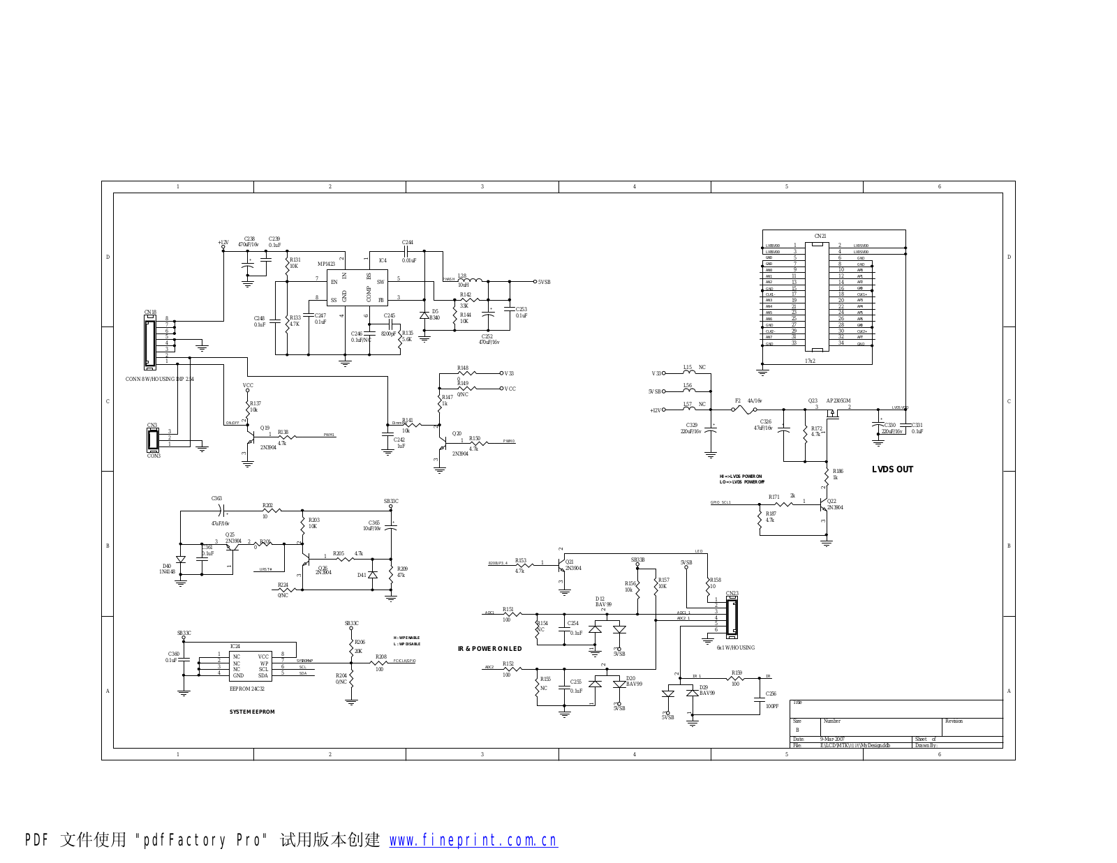 Skyworth 8M69, 8K60, MP1048, NCP1207, CE2816 Schematic