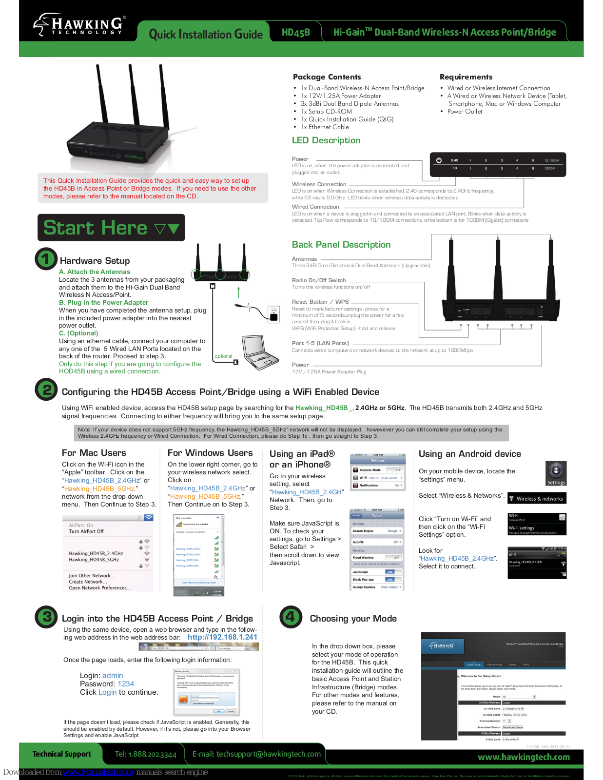 Hawking Hi-Gain HD45B Quick Installation Manual