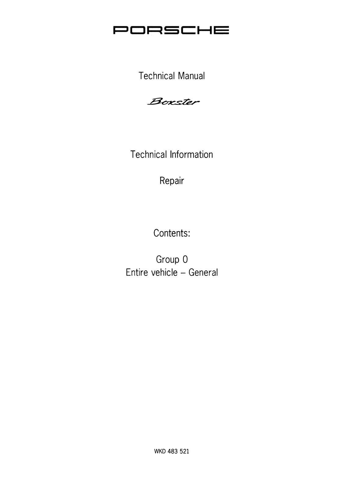 Porsche Boxster 1996 User Manual