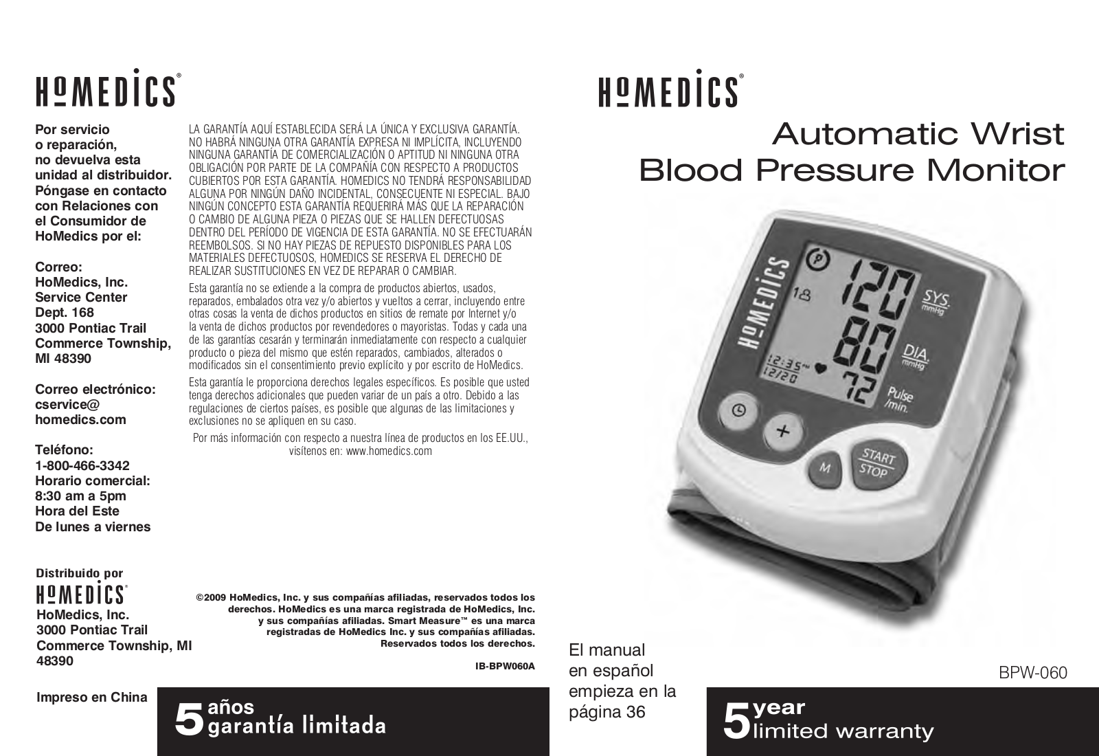 HoMedics BPW-060, IB-BPW060A User Manual