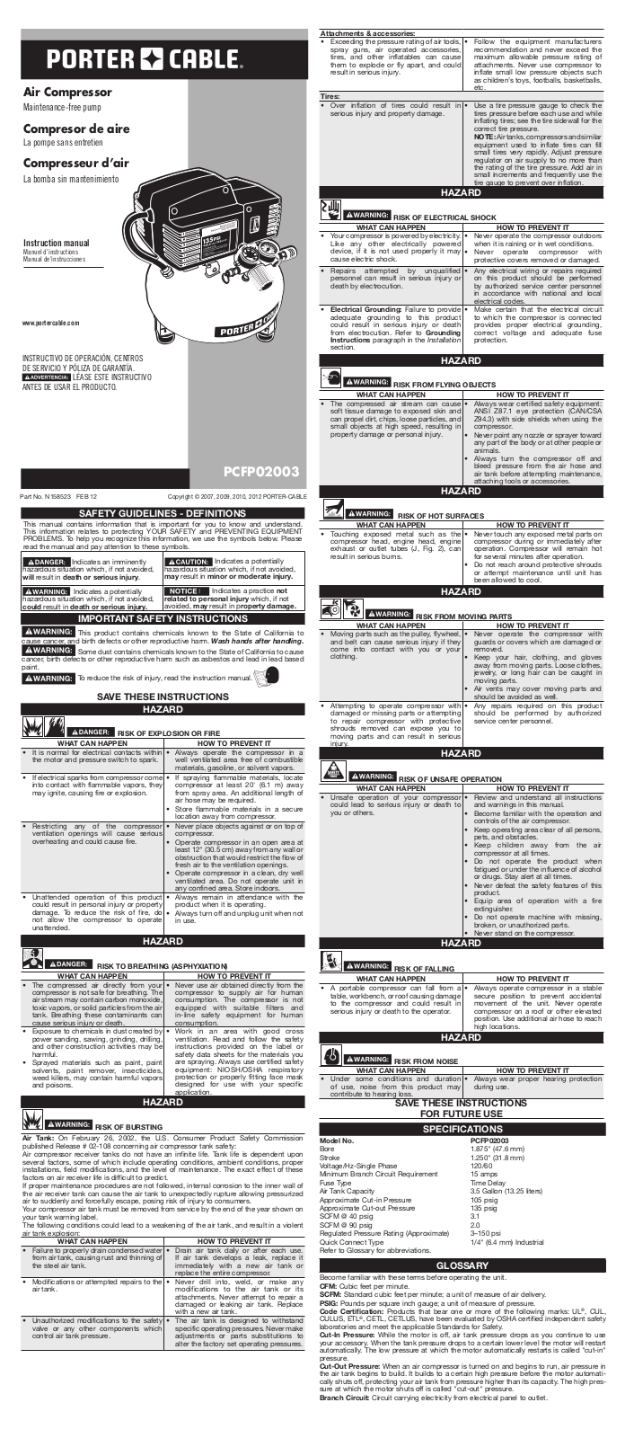 Porter-Cable N158523 User Manual