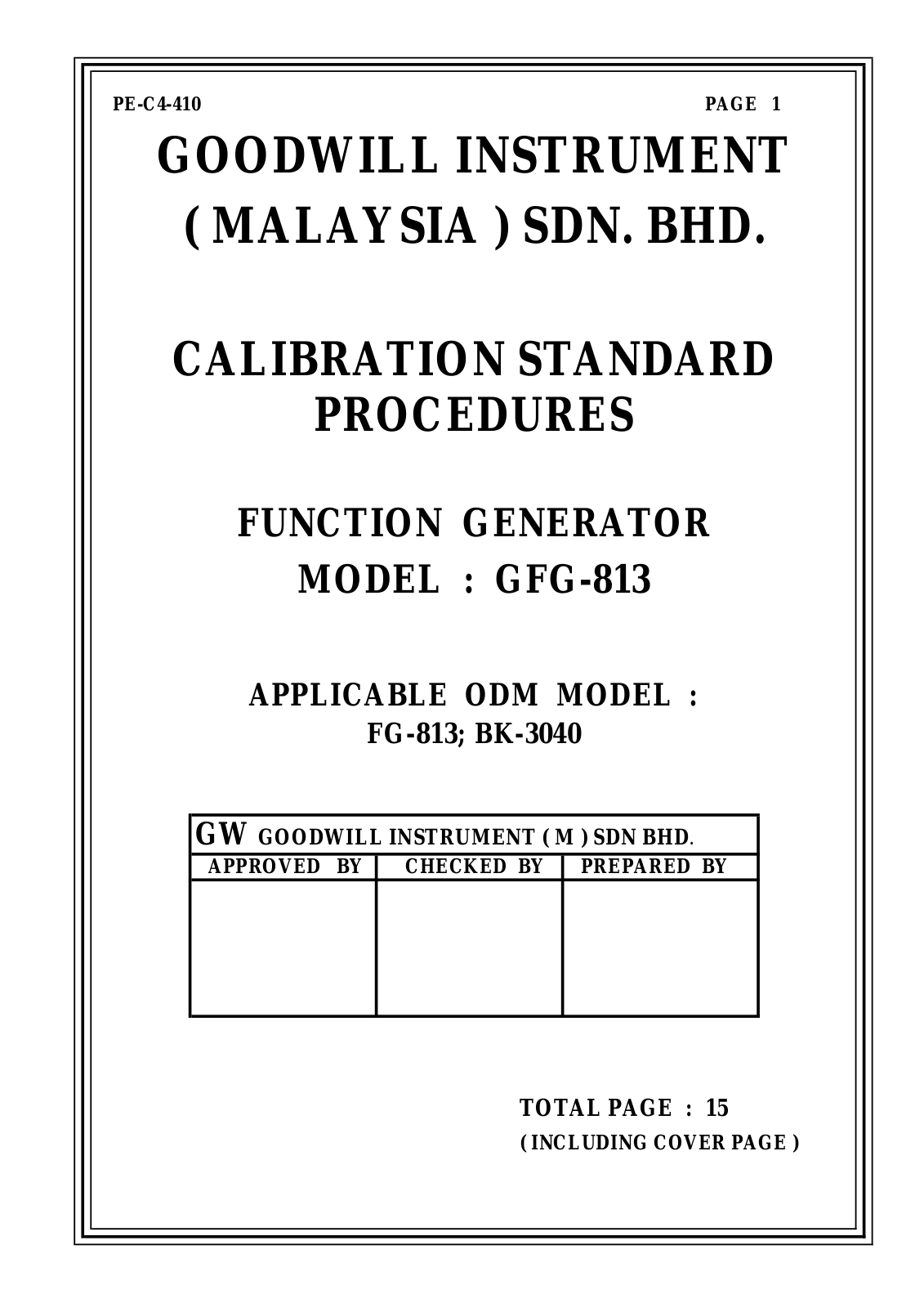 GW Instek GFG-813 User Manual